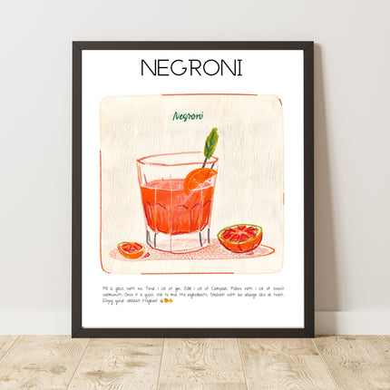 Negroni Cocktail Bar Dekor Art Print Poster