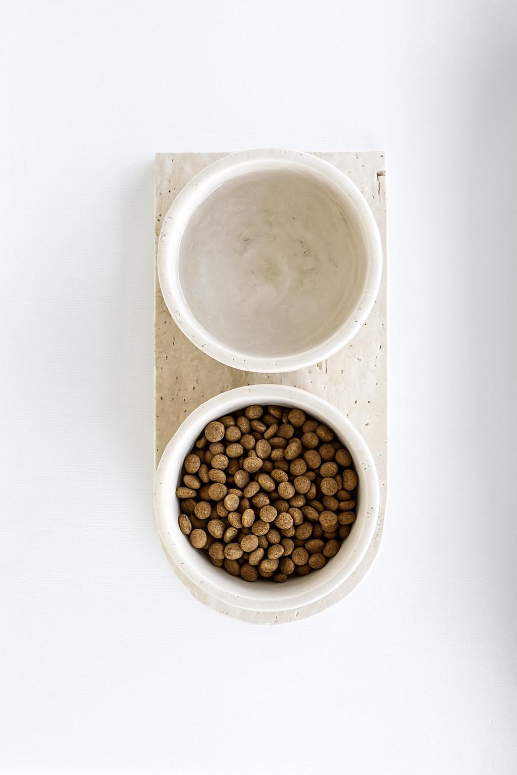 Travertine Cat/Dog Food and Water Bowl