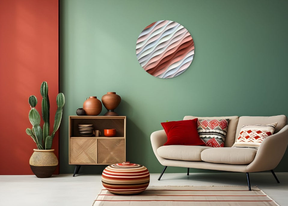 3D Ahşap El Boyaması Yuvarlak Tablo-Naturel