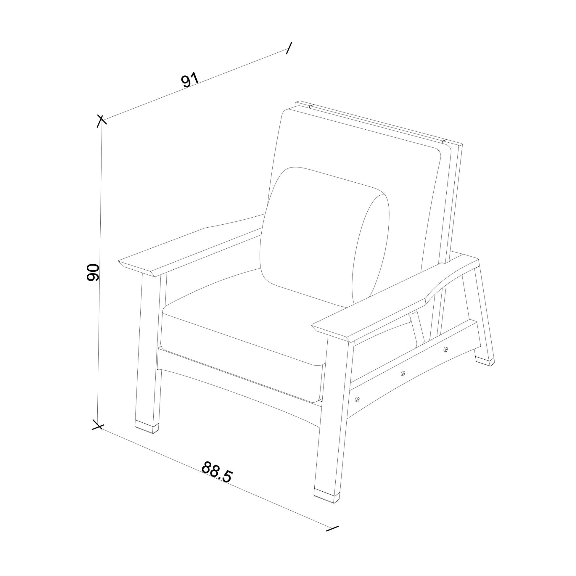 Ahşap Berjer - Akita Serisi, Ceviz