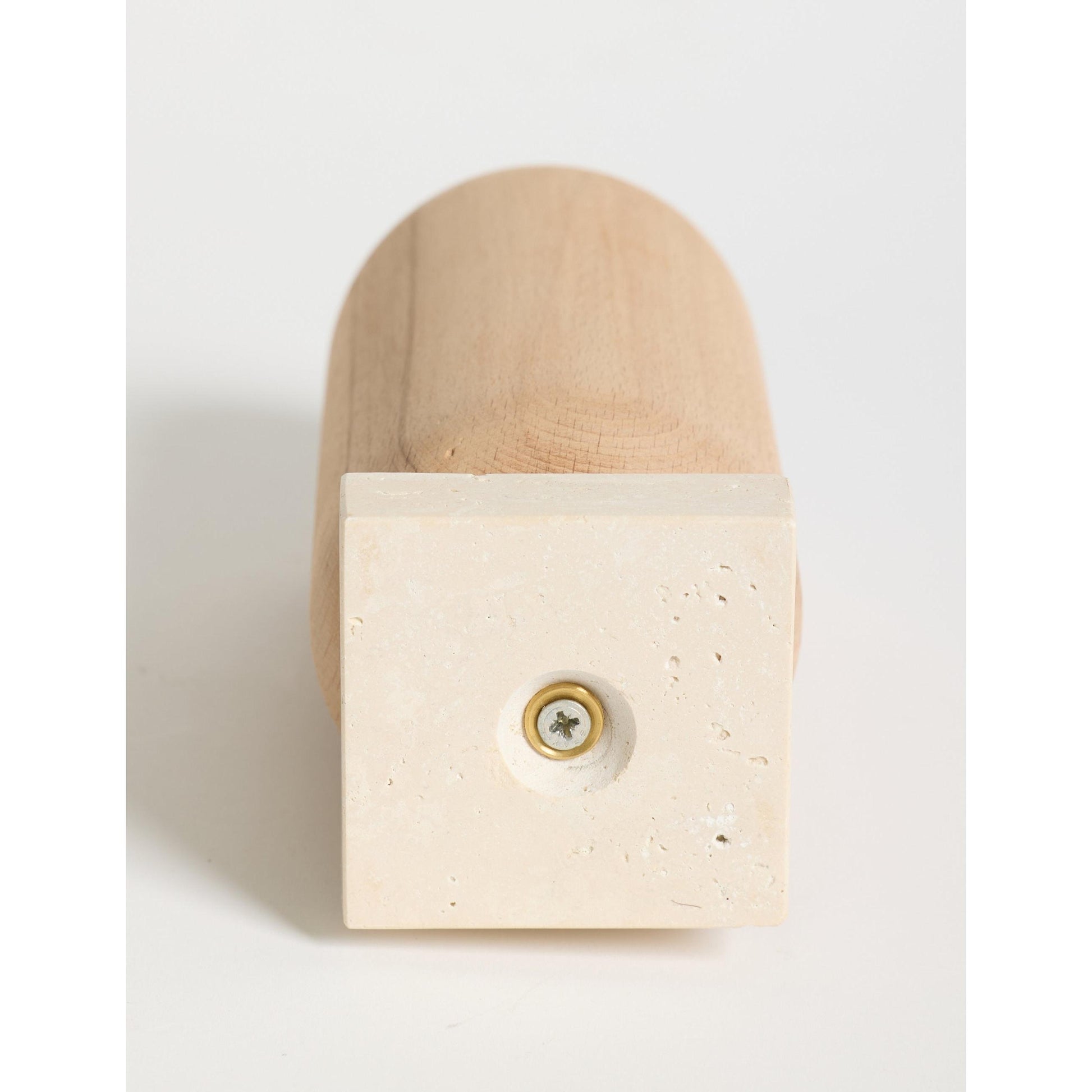 Ahşap Gövdeli Traverten Dekoratif Şamdan