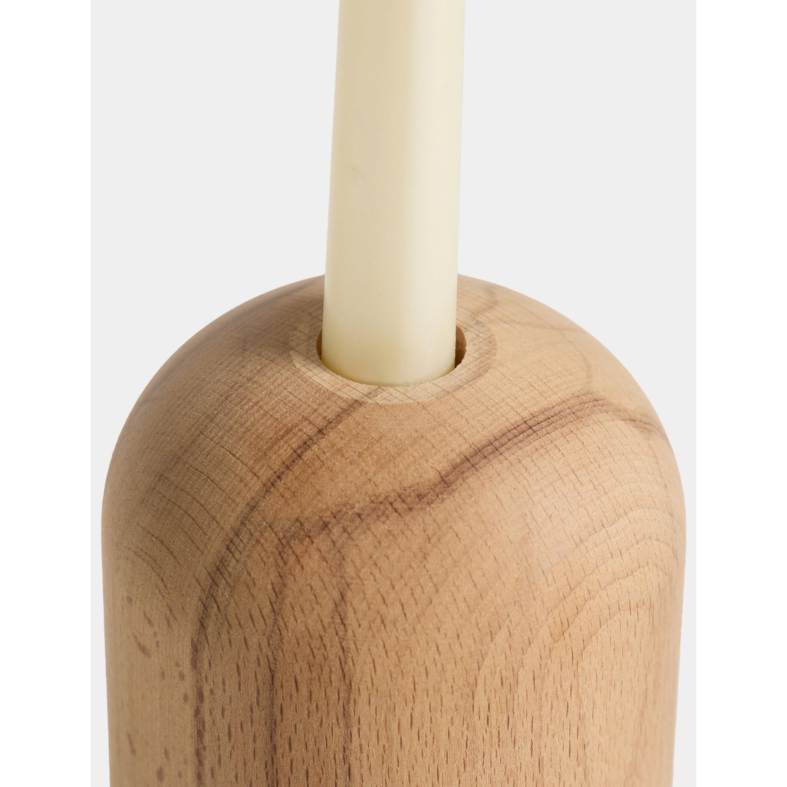 Ahşap Gövdeli Traverten Dekoratif Şamdan