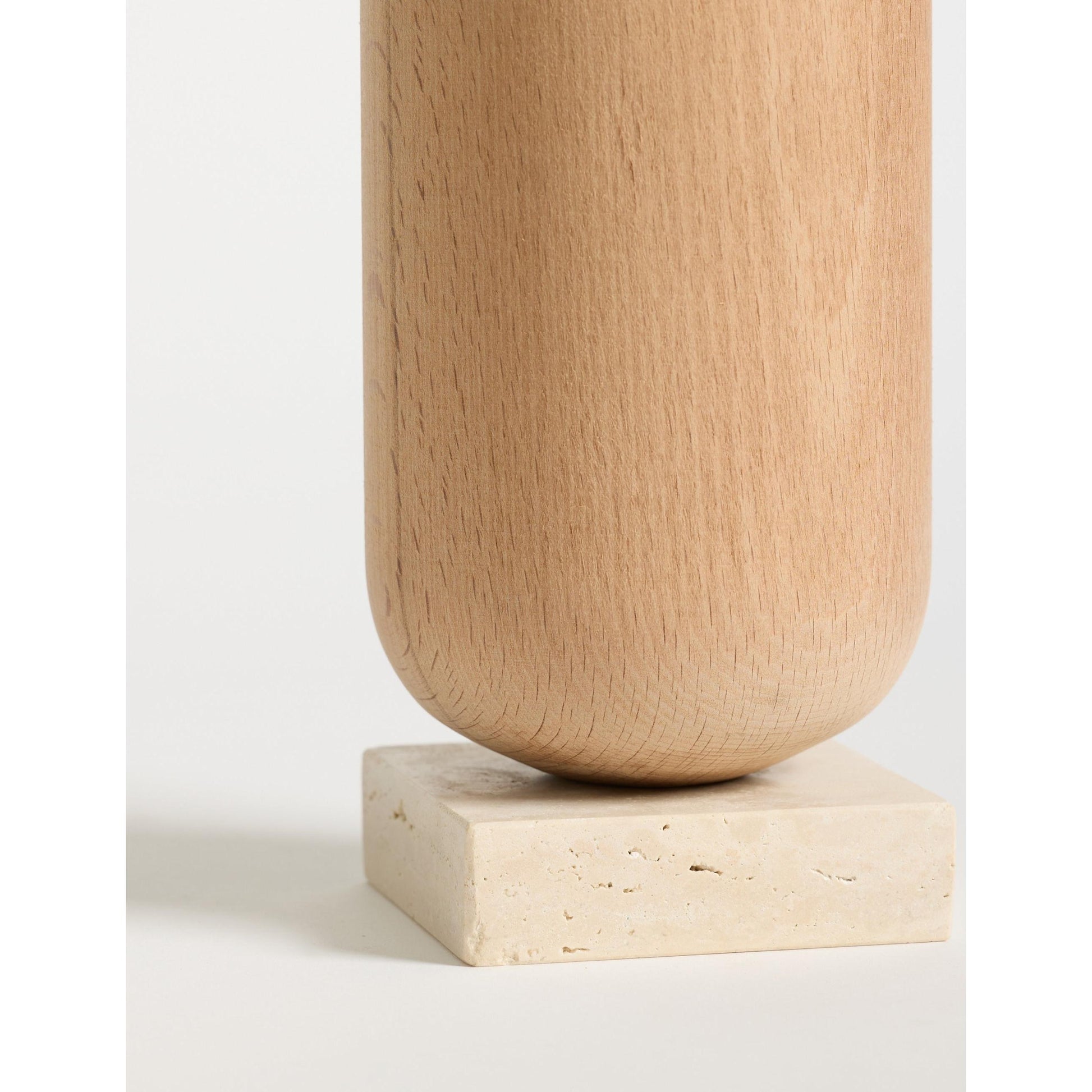 Ahşap Gövdeli Traverten Dekoratif Vazo