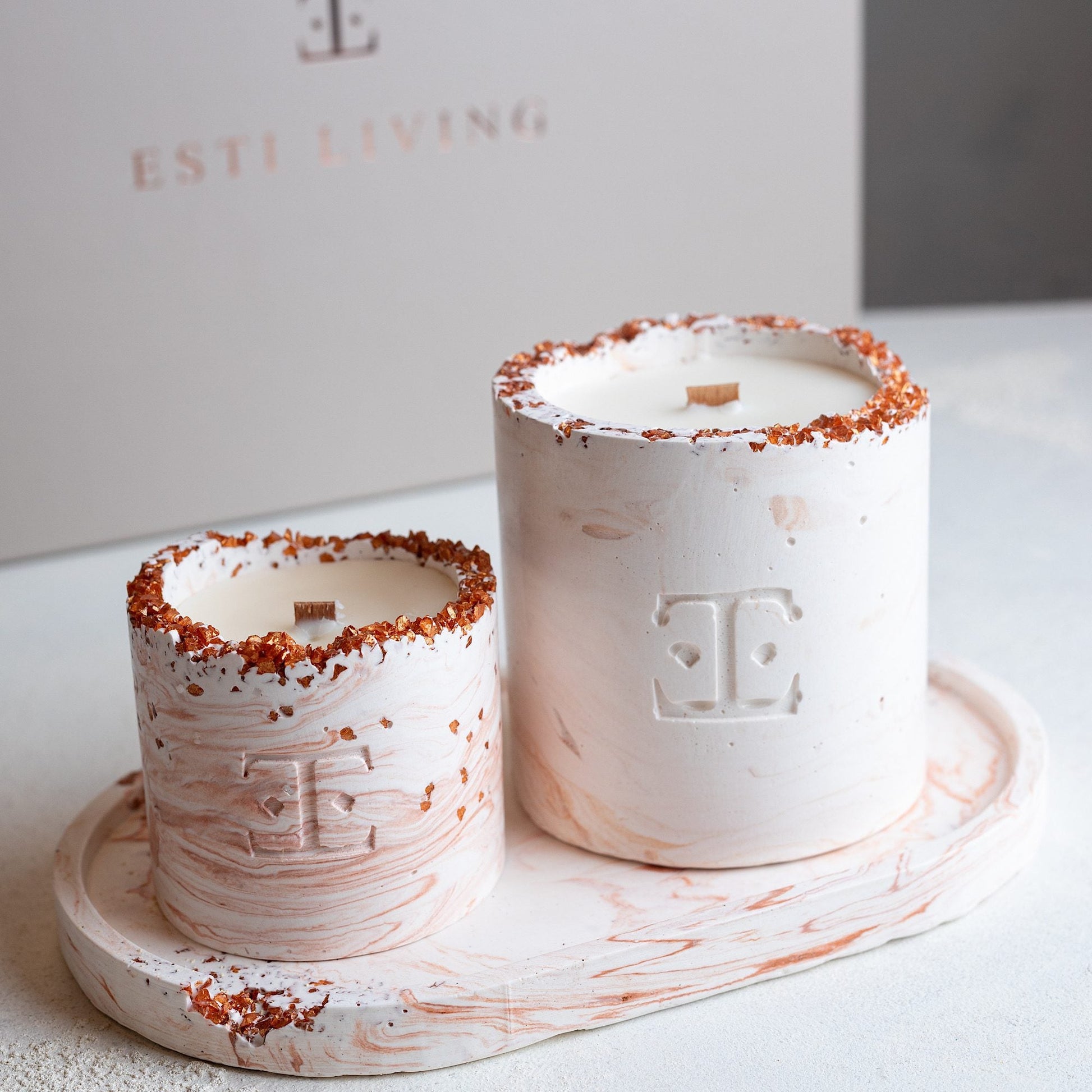 Antique Gold Taşlı - Mum Seti