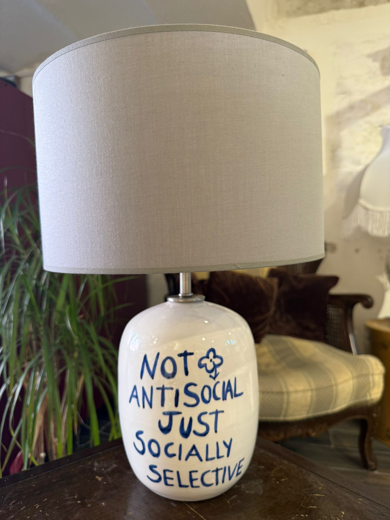 Antisocial Desenli Seramik Abajur