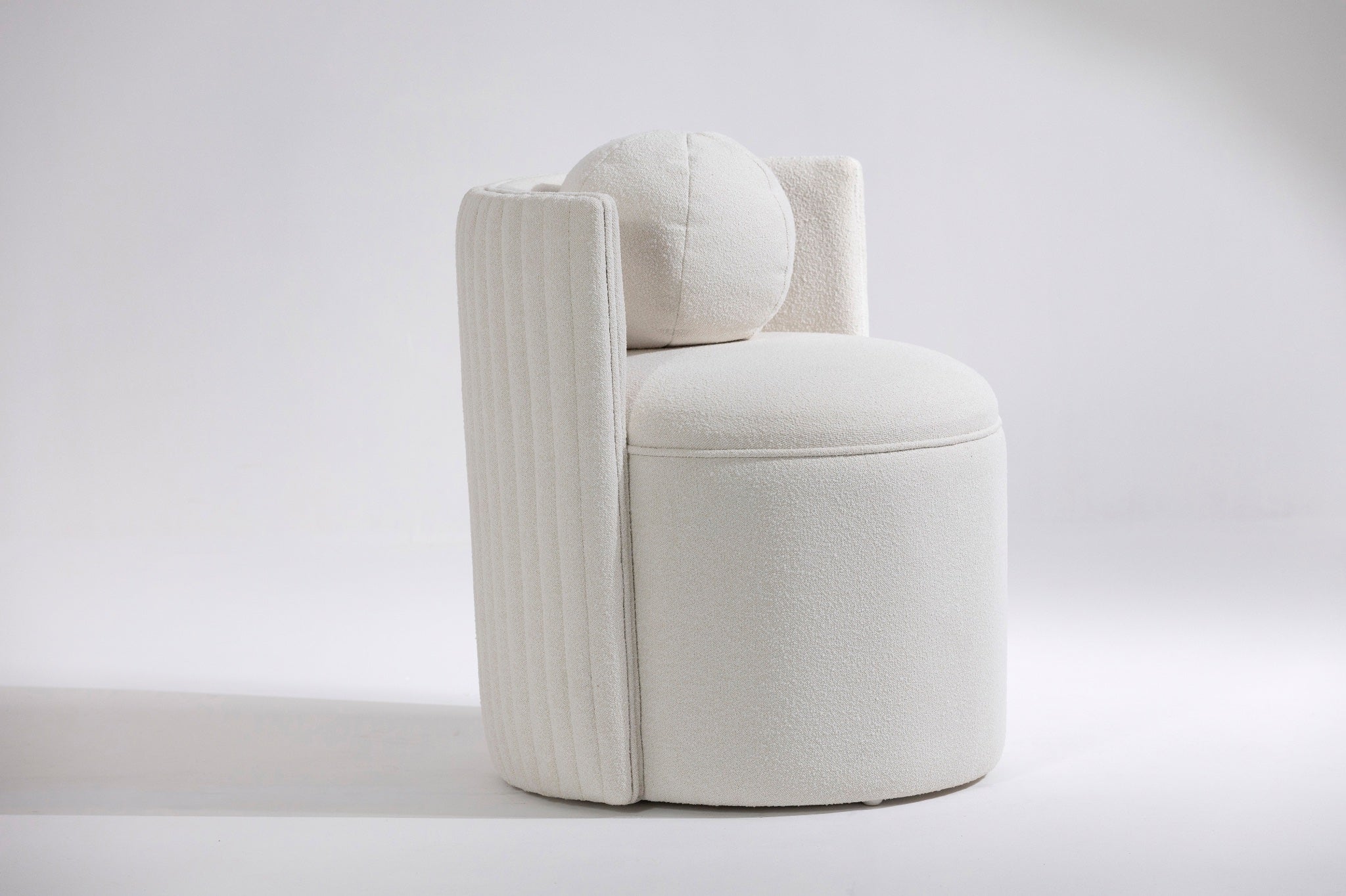 Arco Beyaz Bukle Kumaş Top Yastıklı Berjer