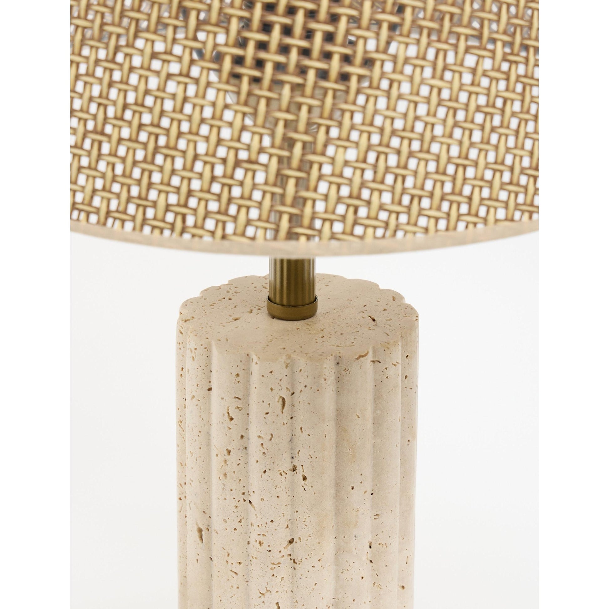 Astra Hasır Şapkalı Traverten Abajur