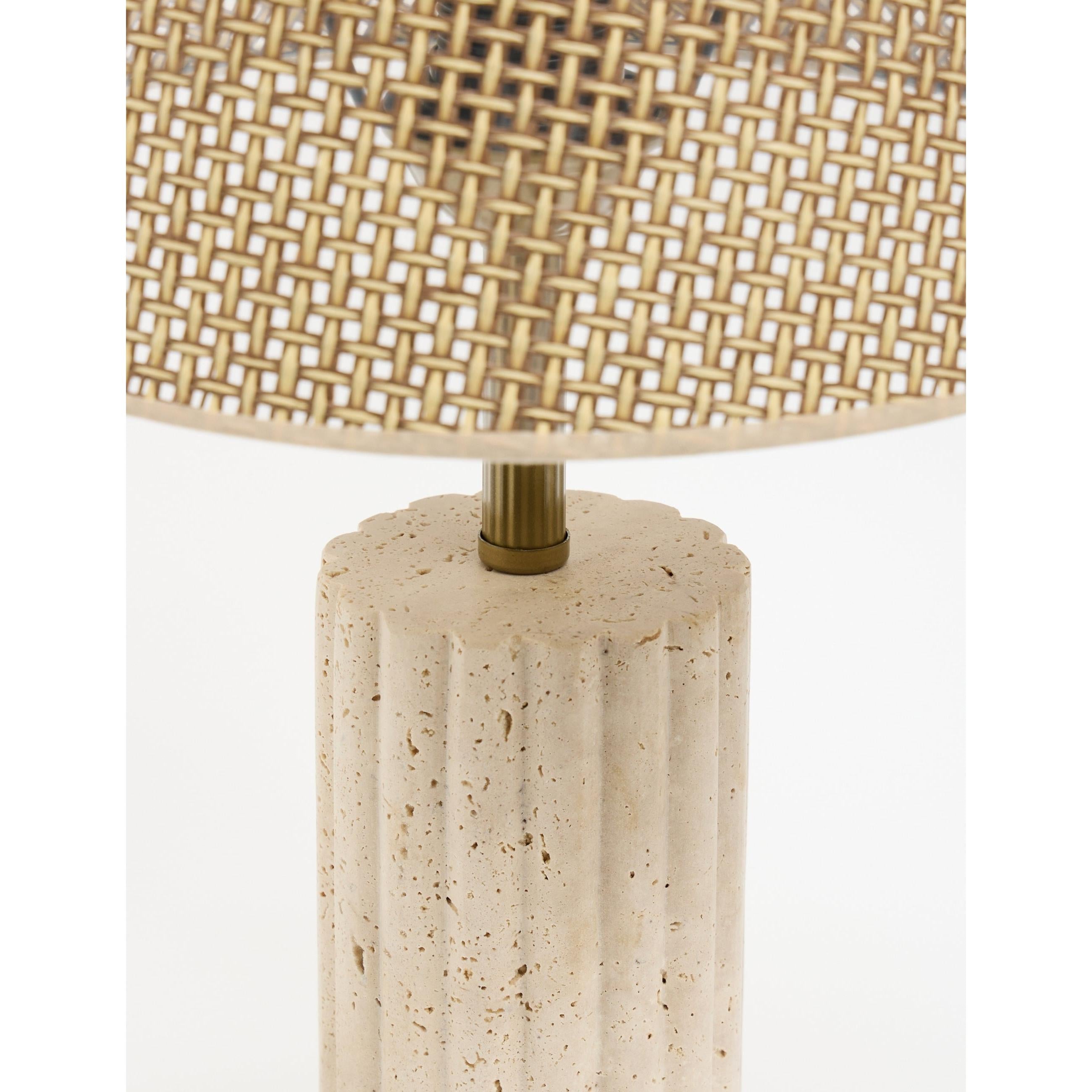 Astra Hasır Şapkalı Traverten Abajur