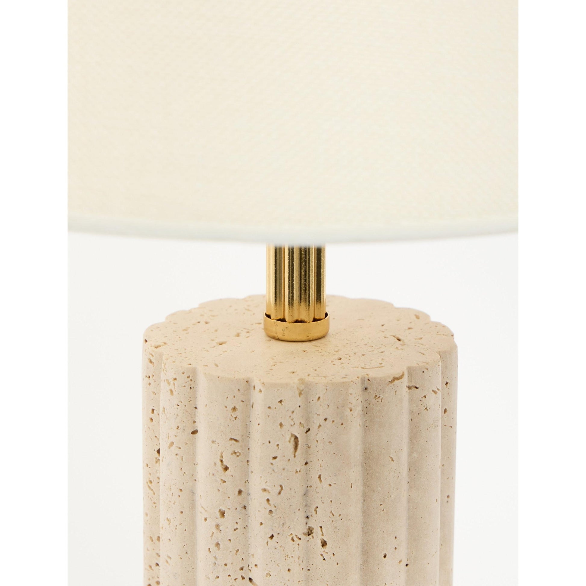 Astra Kumaş Şapkalı Gold Traverten Abajur