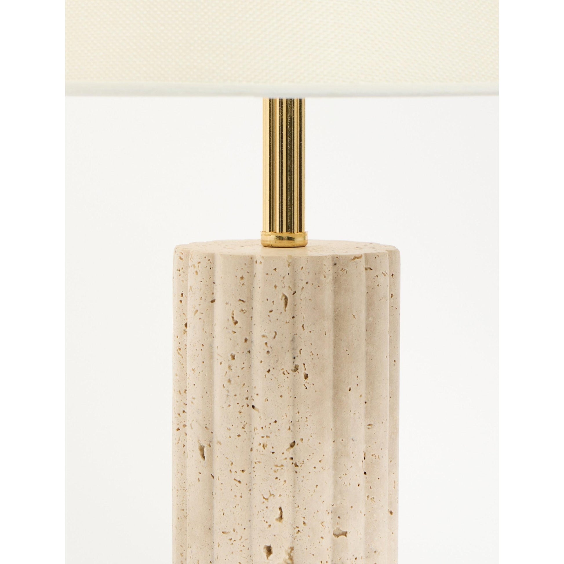 Astra Kumaş Şapkalı Gold Traverten Abajur