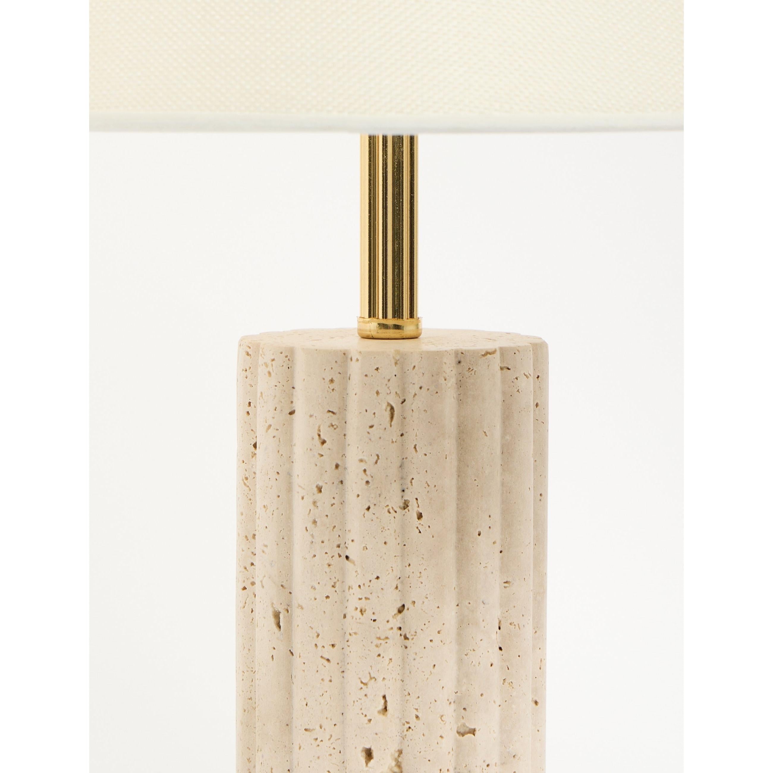 Astra Kumaş Şapkalı Gold Traverten Abajur