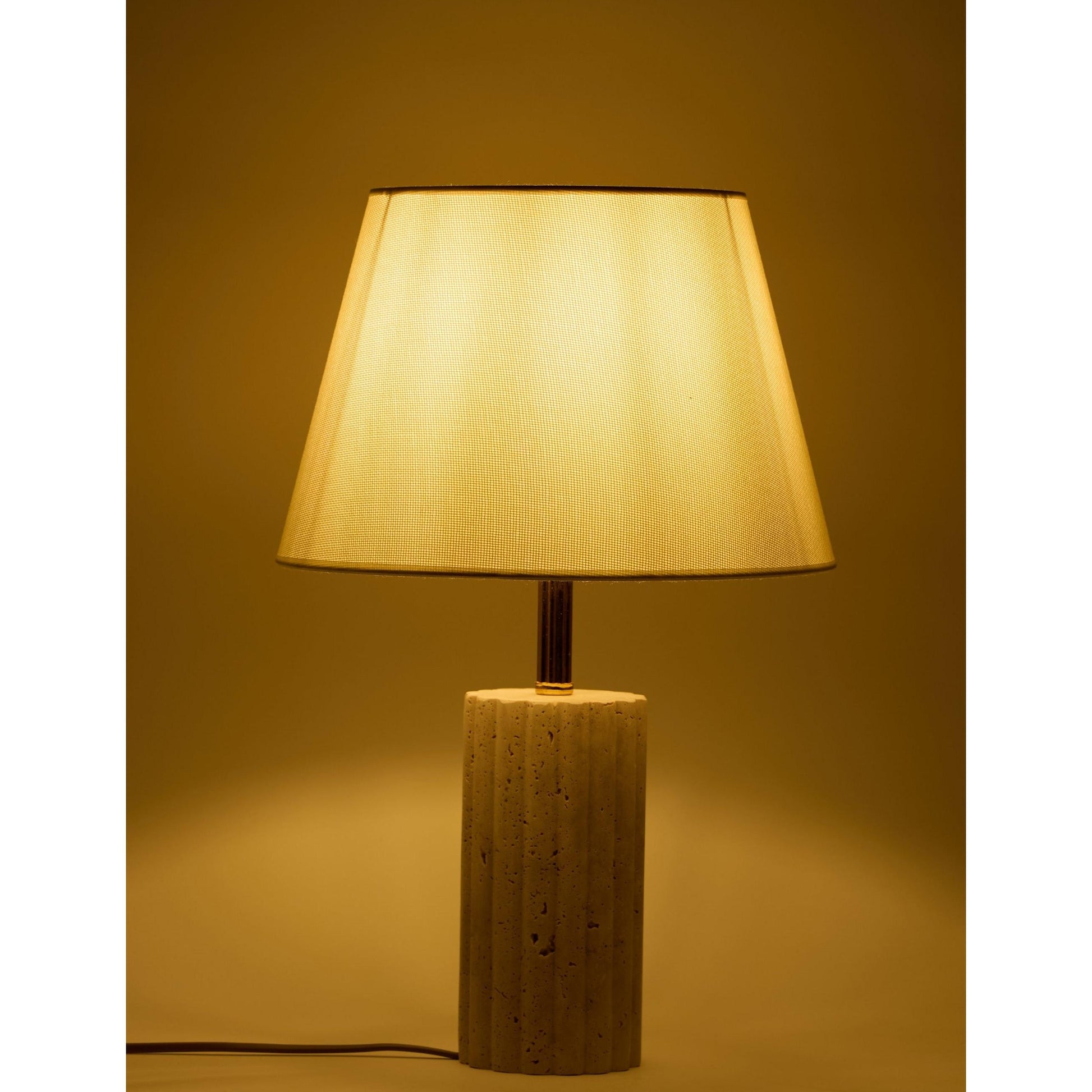 Astra Kumaş Şapkalı Gold Traverten Abajur