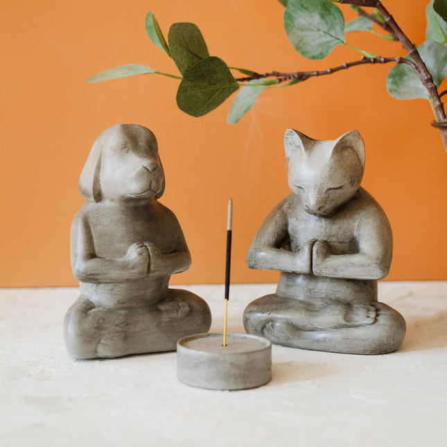 Beton Meditasyon Kedi Köpek Tütsülük Set-Tütsülük-Jomo Tasarım-NowShopFun