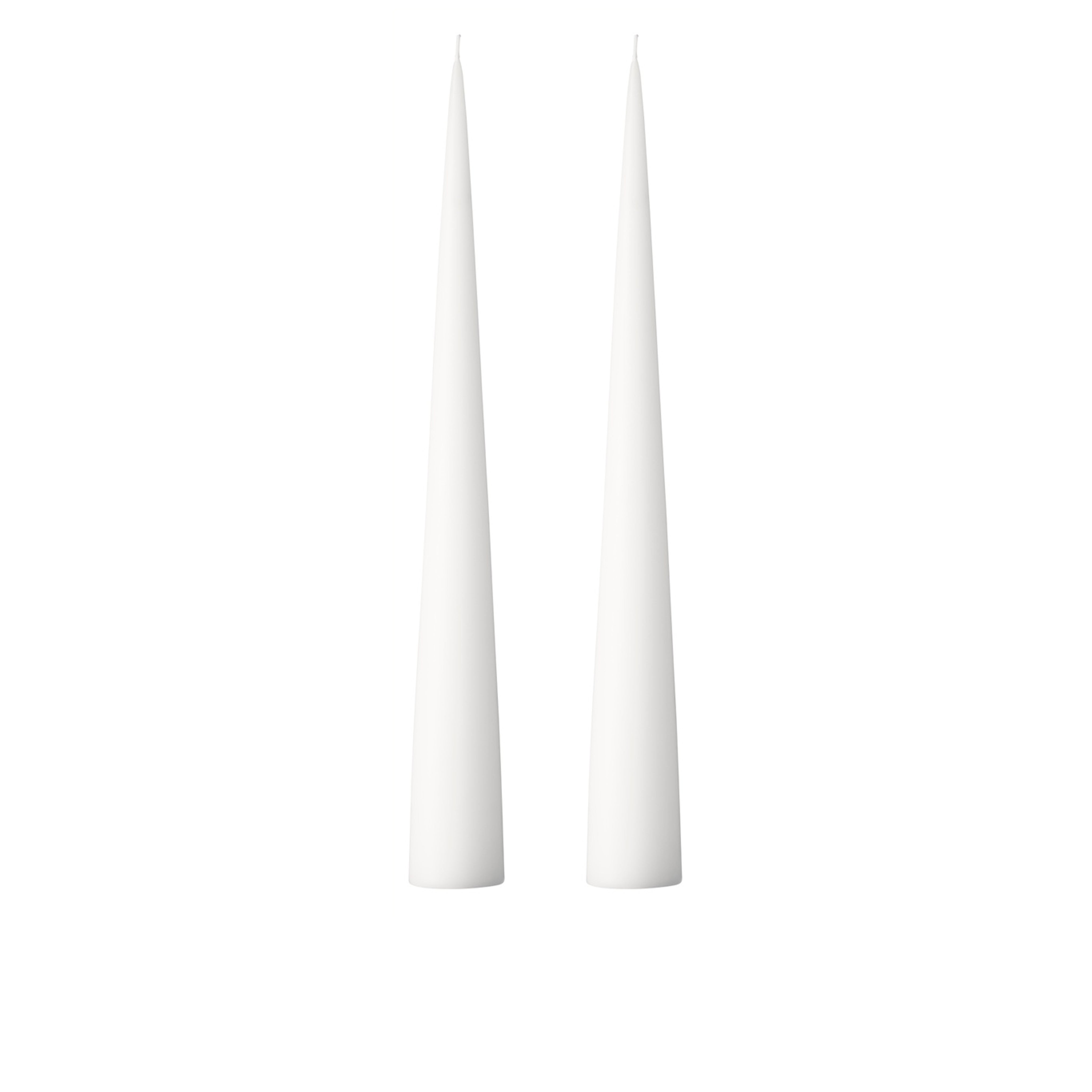 Beyaz Kokusuz 2'Li Kalın Konik Mum 37 Cm