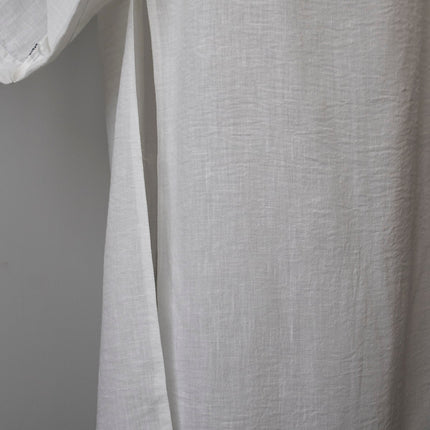 Beyaz Renk %100 Keten Siyah Biyeli Yarasa Kol Kimono Sabahlık