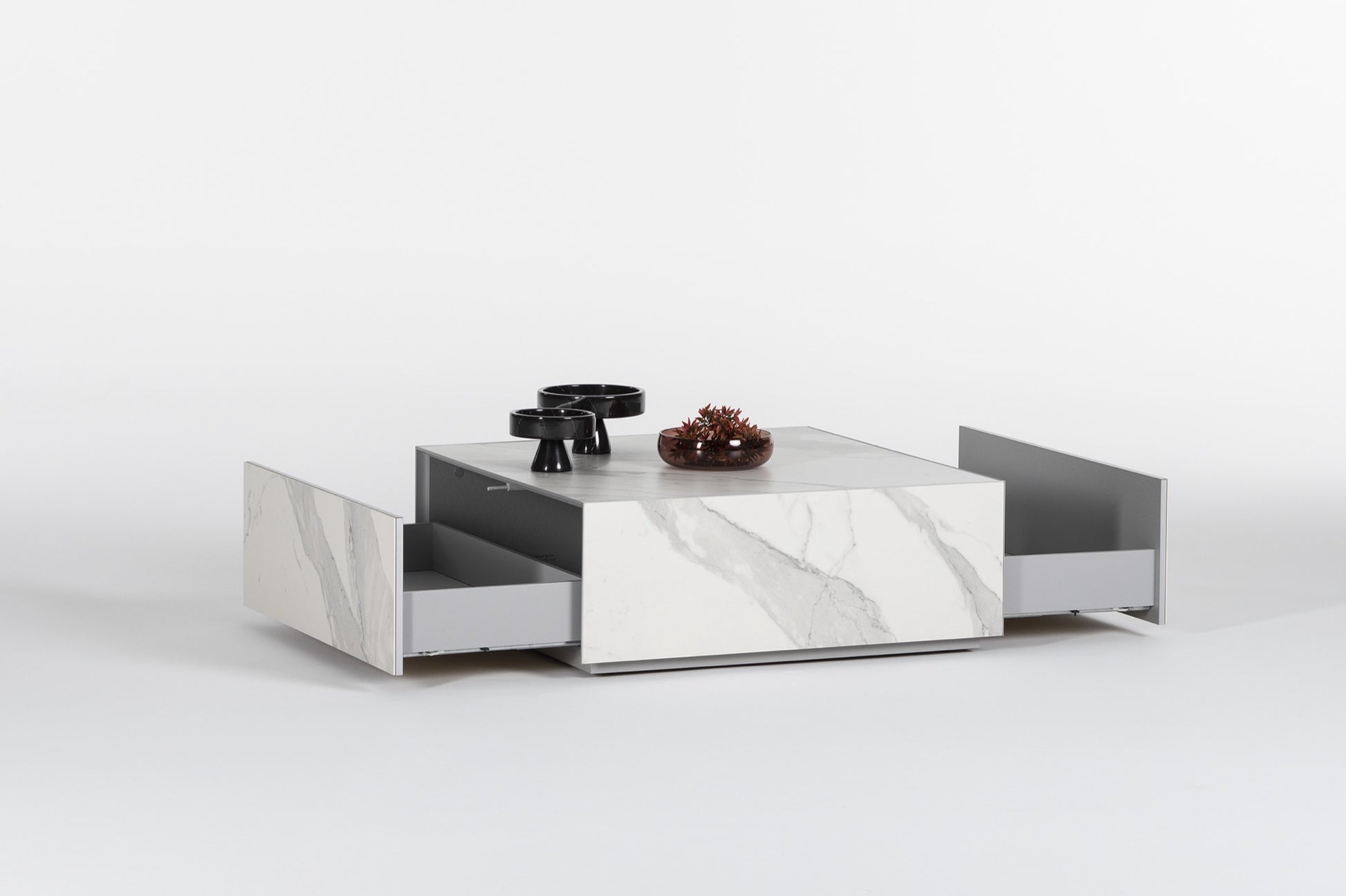 Cloud Sehpa | Çekmeceli Cam Orta Sehpa