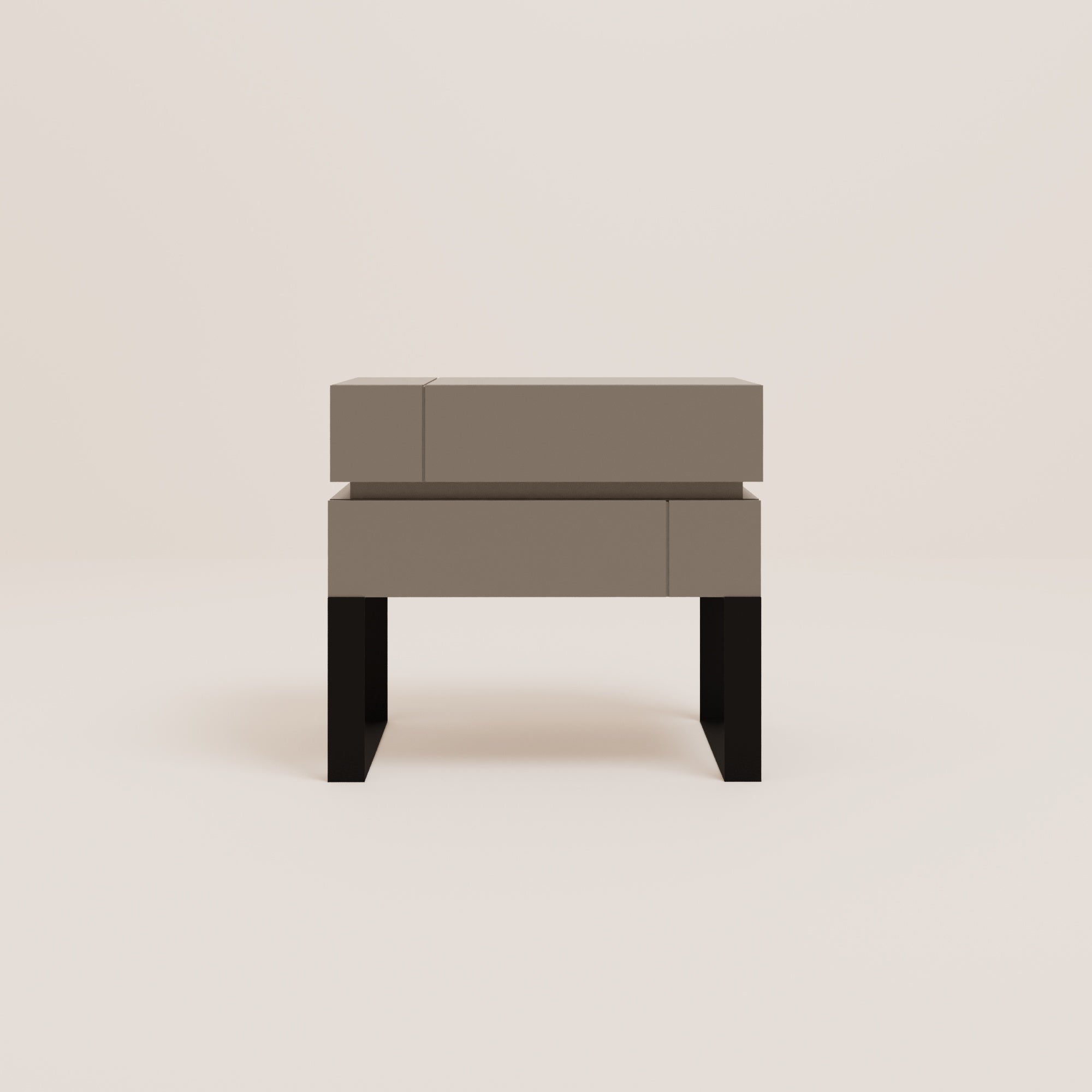 DE STIJL Bedside Table-Side Table-CREANDE-Beige-Black-NowShopFun