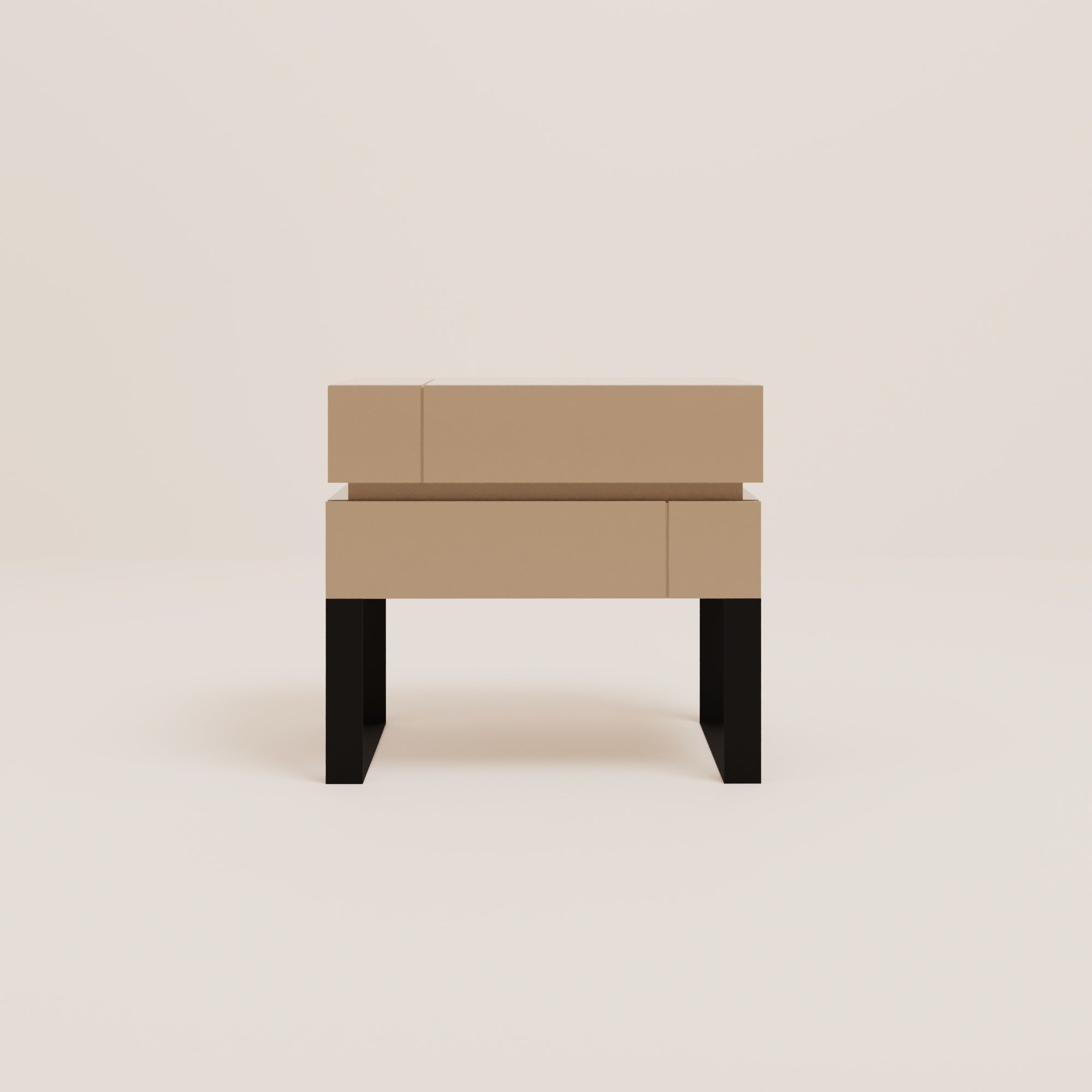 DE STIJL Bedside Table-Side Table-CREANDE-Beige-Black-NowShopFun