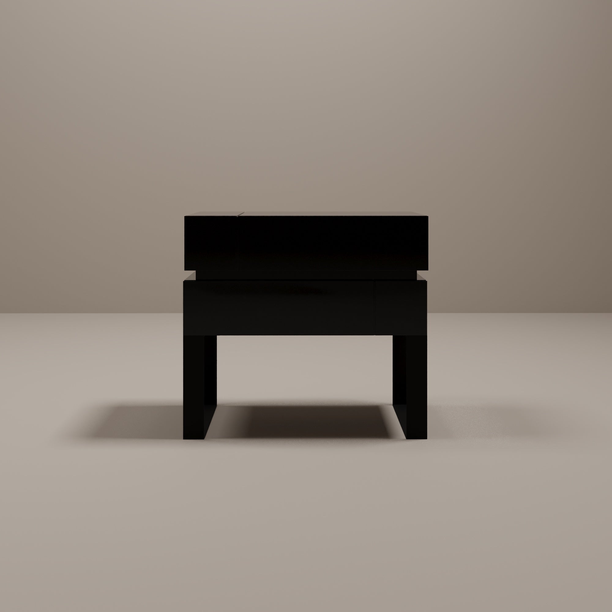 DE STIJL Bedside Table-Side Table-CREANDE-Beige-Black-NowShopFun