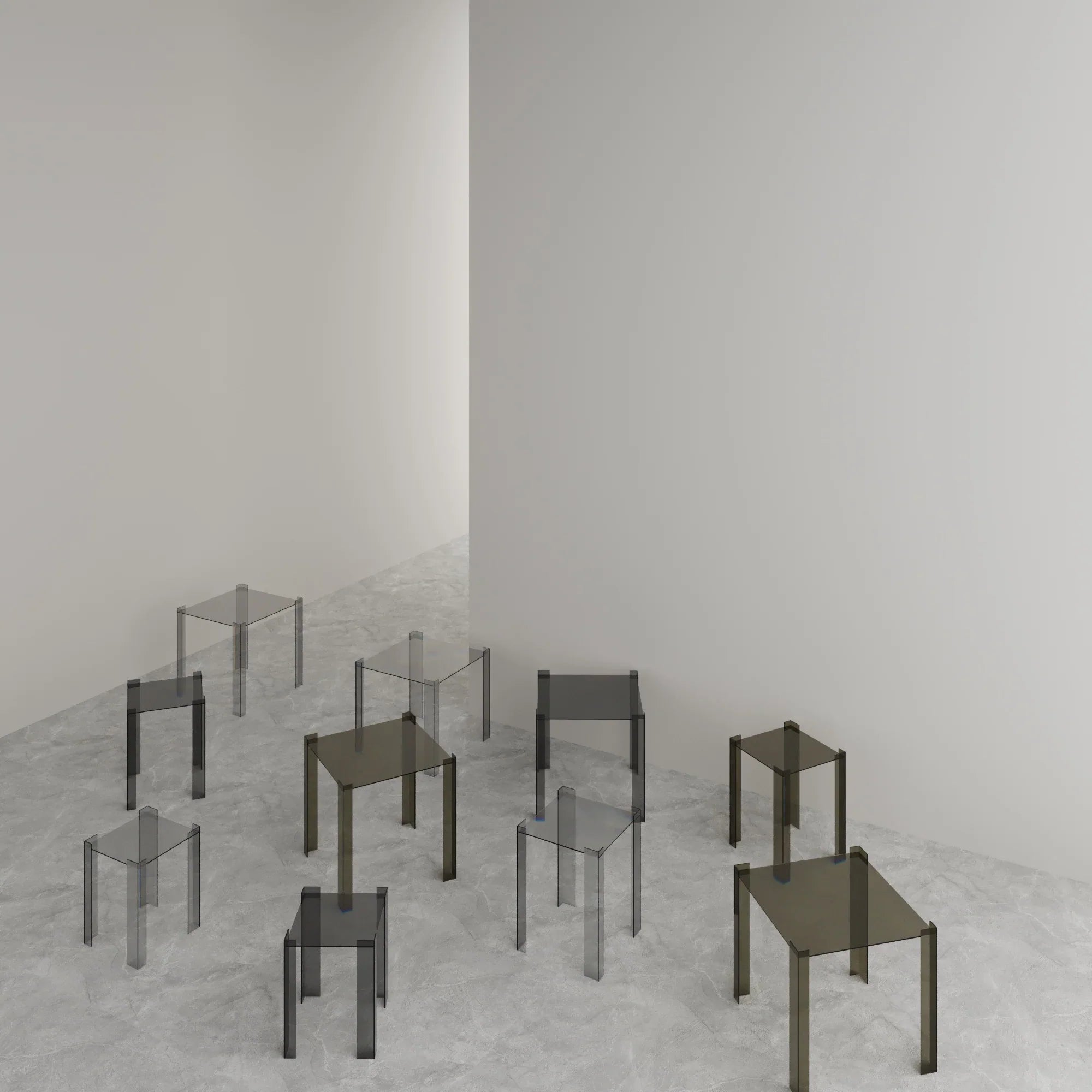 De Stijl Cam Yan Sehpa Büyük Transparan