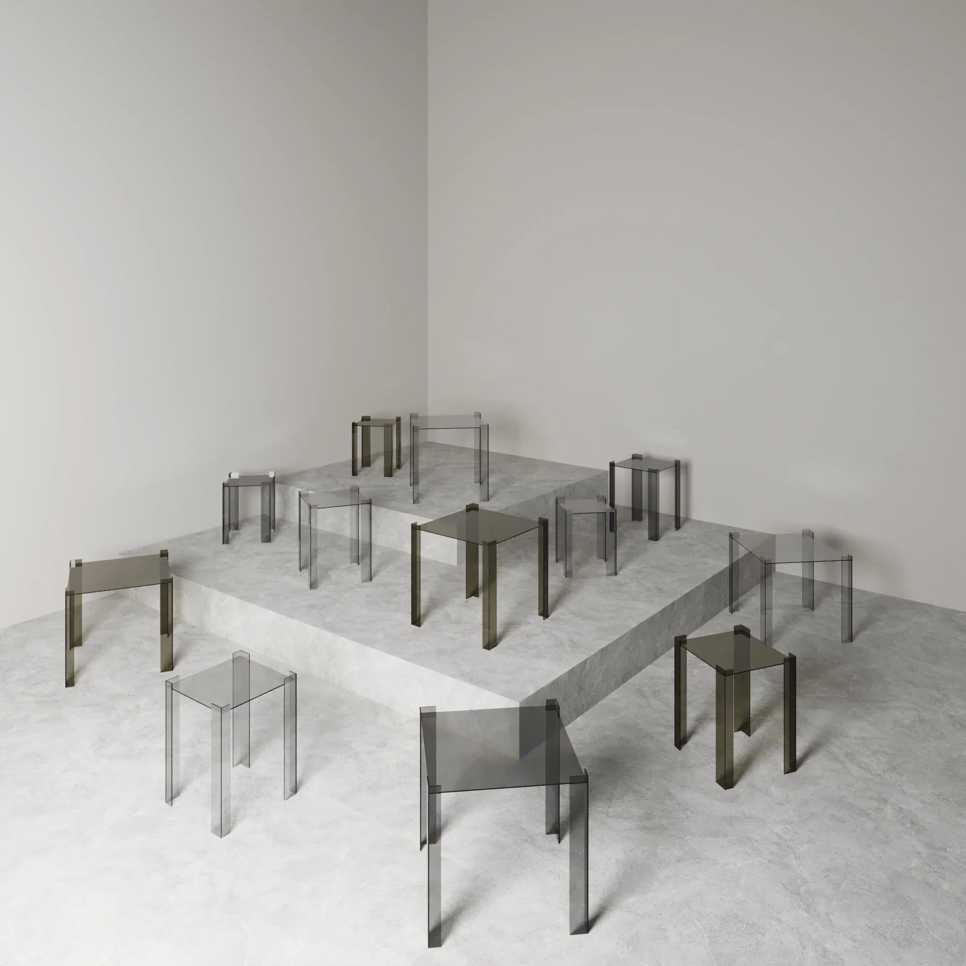 De Stijl Cam Yan Sehpa Büyük Transparan