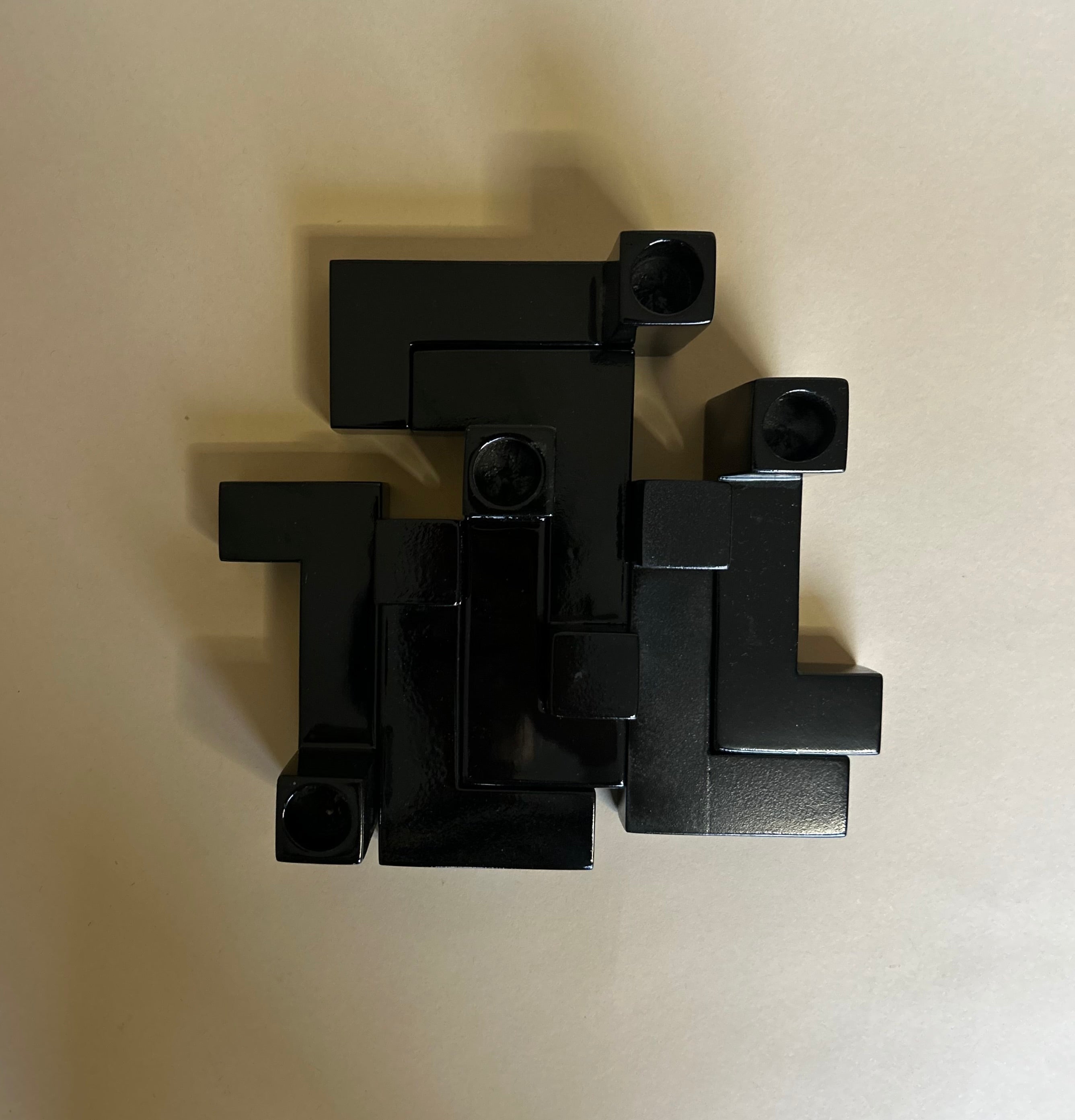DE STIJL CANDLE HOLDER in black Large