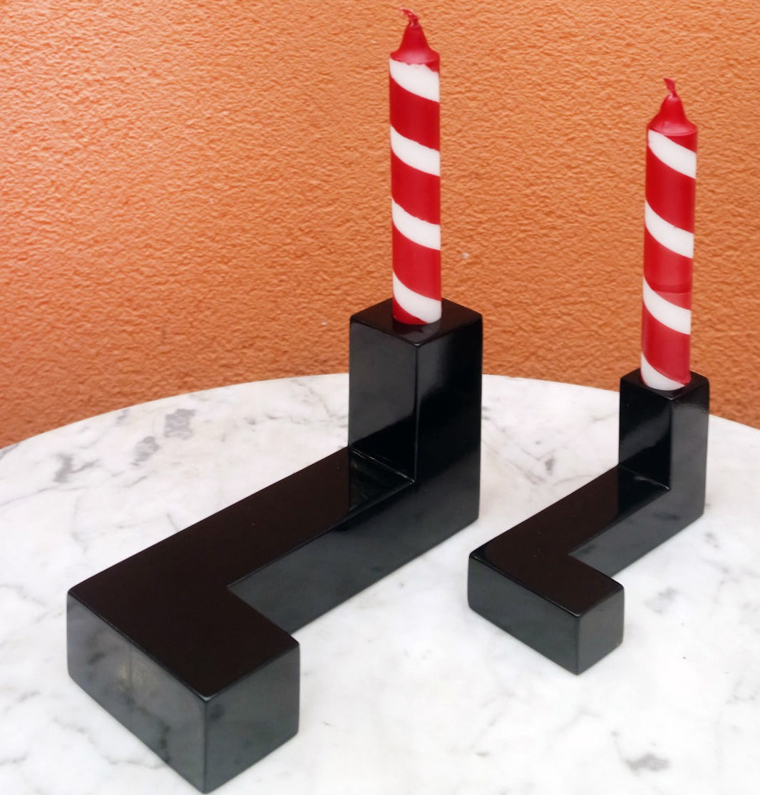 DE STIJL CANDLE HOLDER in black Large