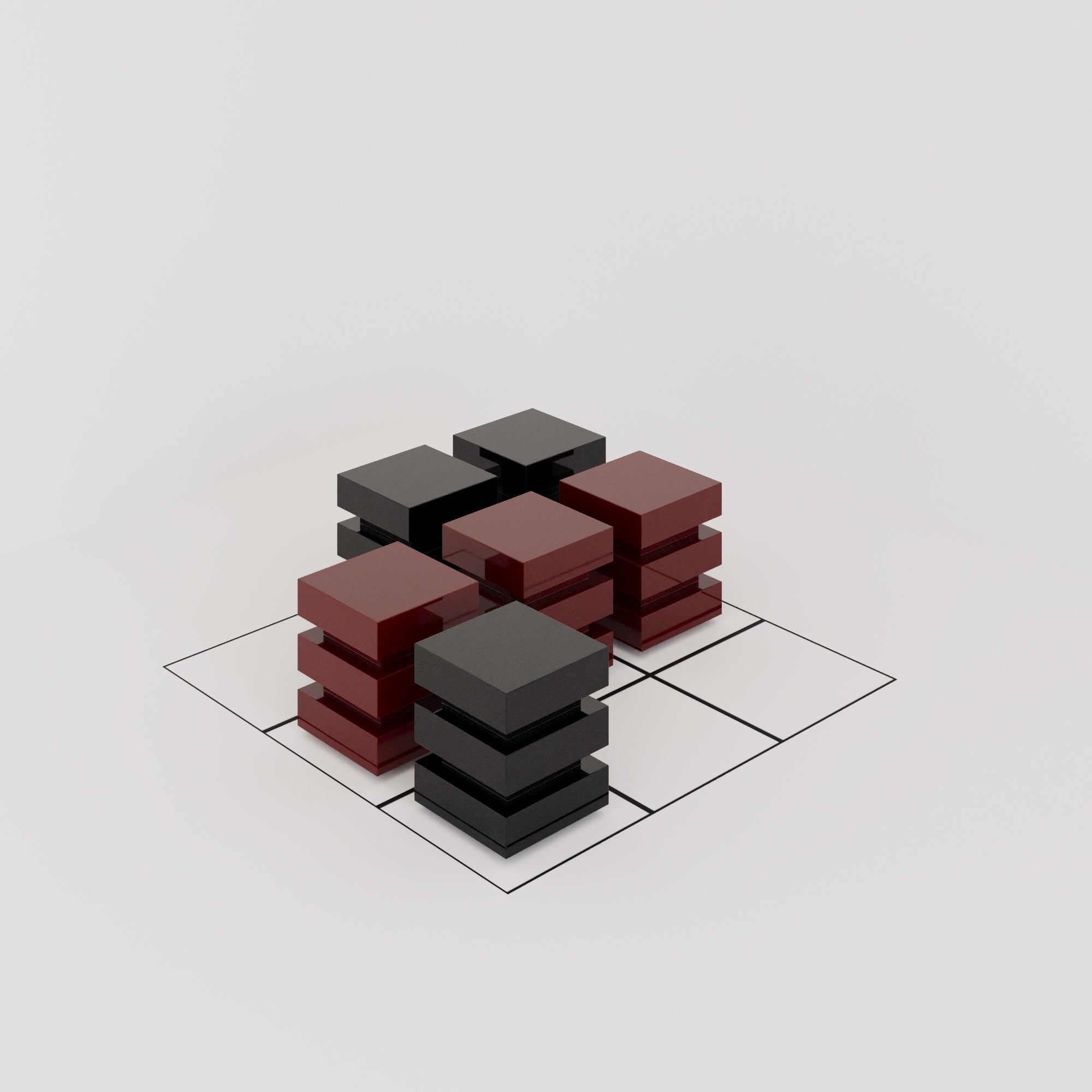 DE STIJL CUBIC SIDE TABLE - Medium - Dark Red