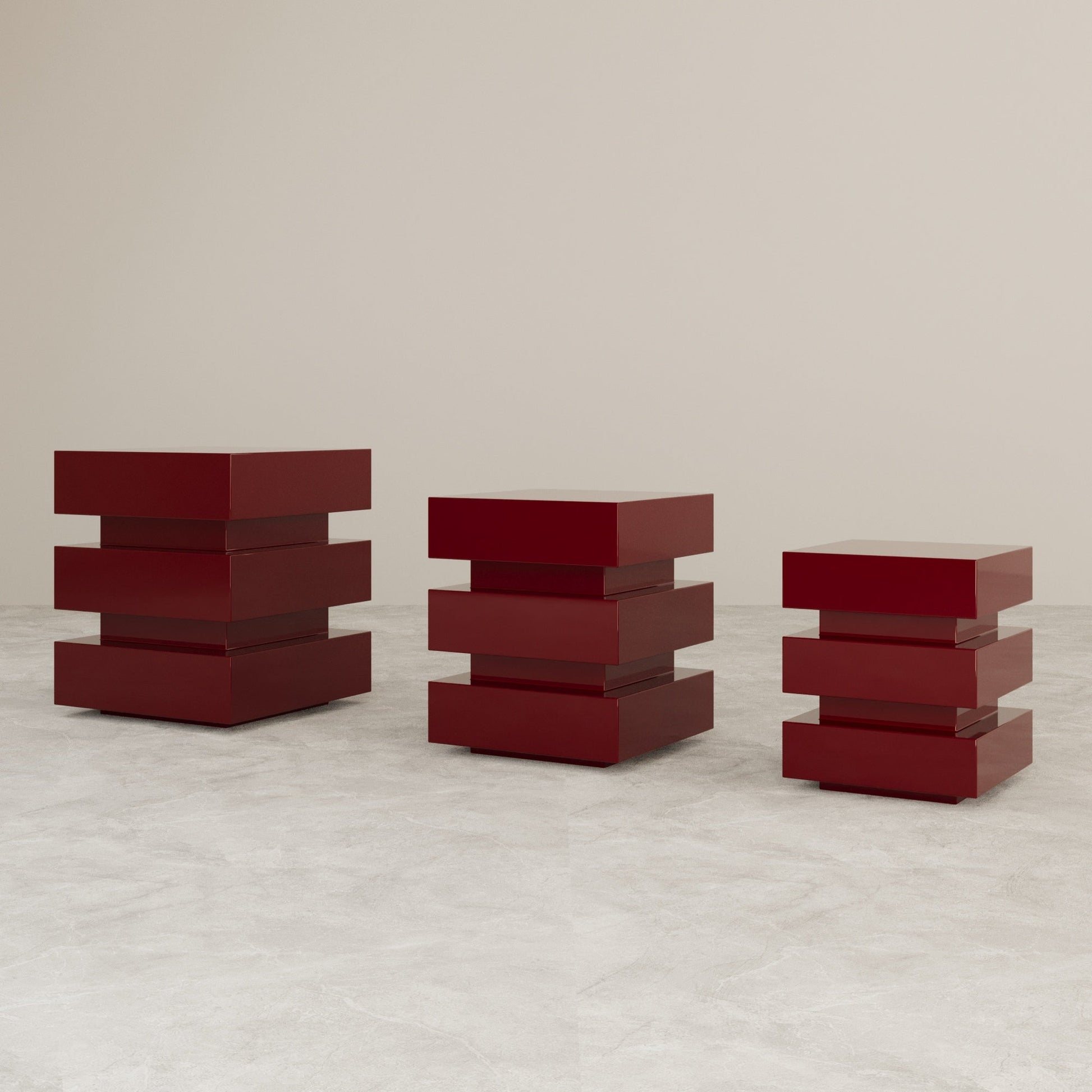 DE STIJL CUBIC SIDE TABLE - Medium - Dark Red