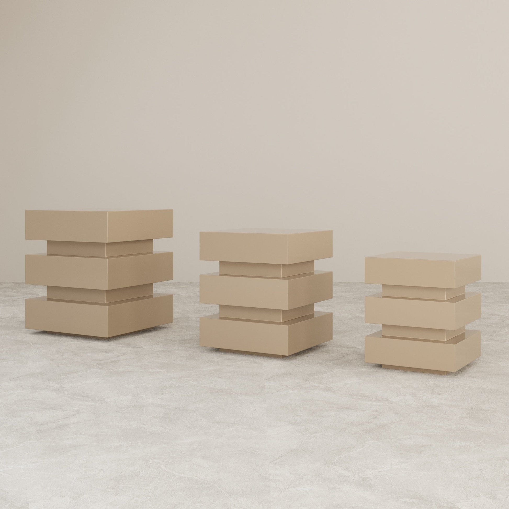 DE STIJL CUBIC Side Table / Stool - Beige