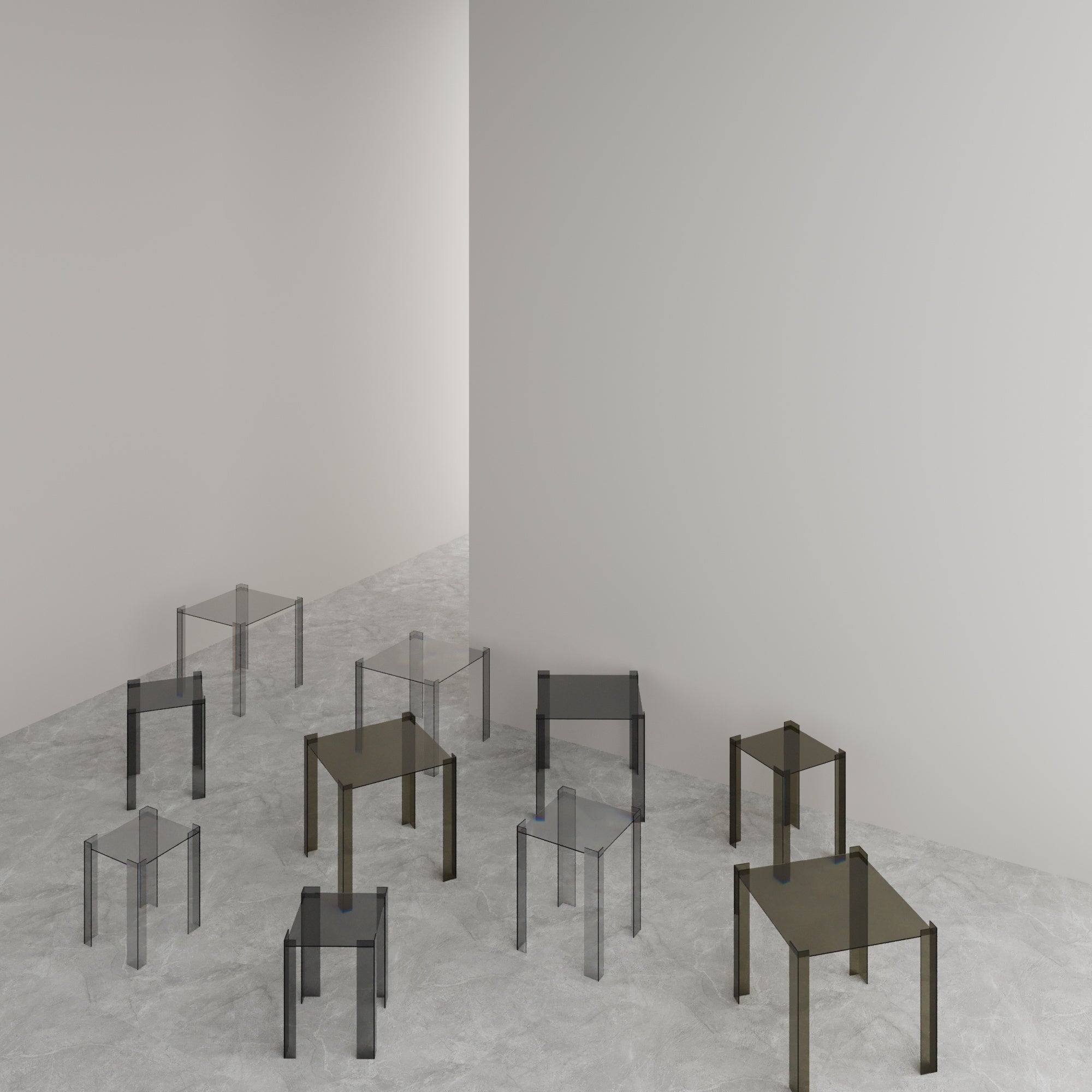 DE STIJL GLASS SIDE TABLE - Large - Transparent