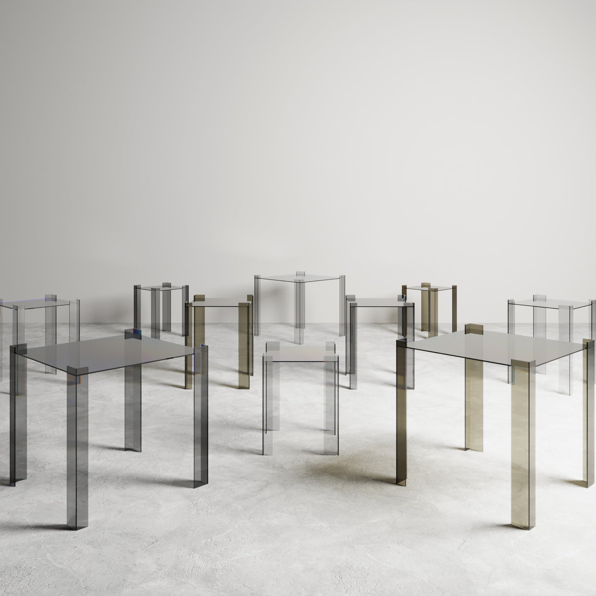 DE STIJL GLASS SIDE TABLE - Small - Transparent