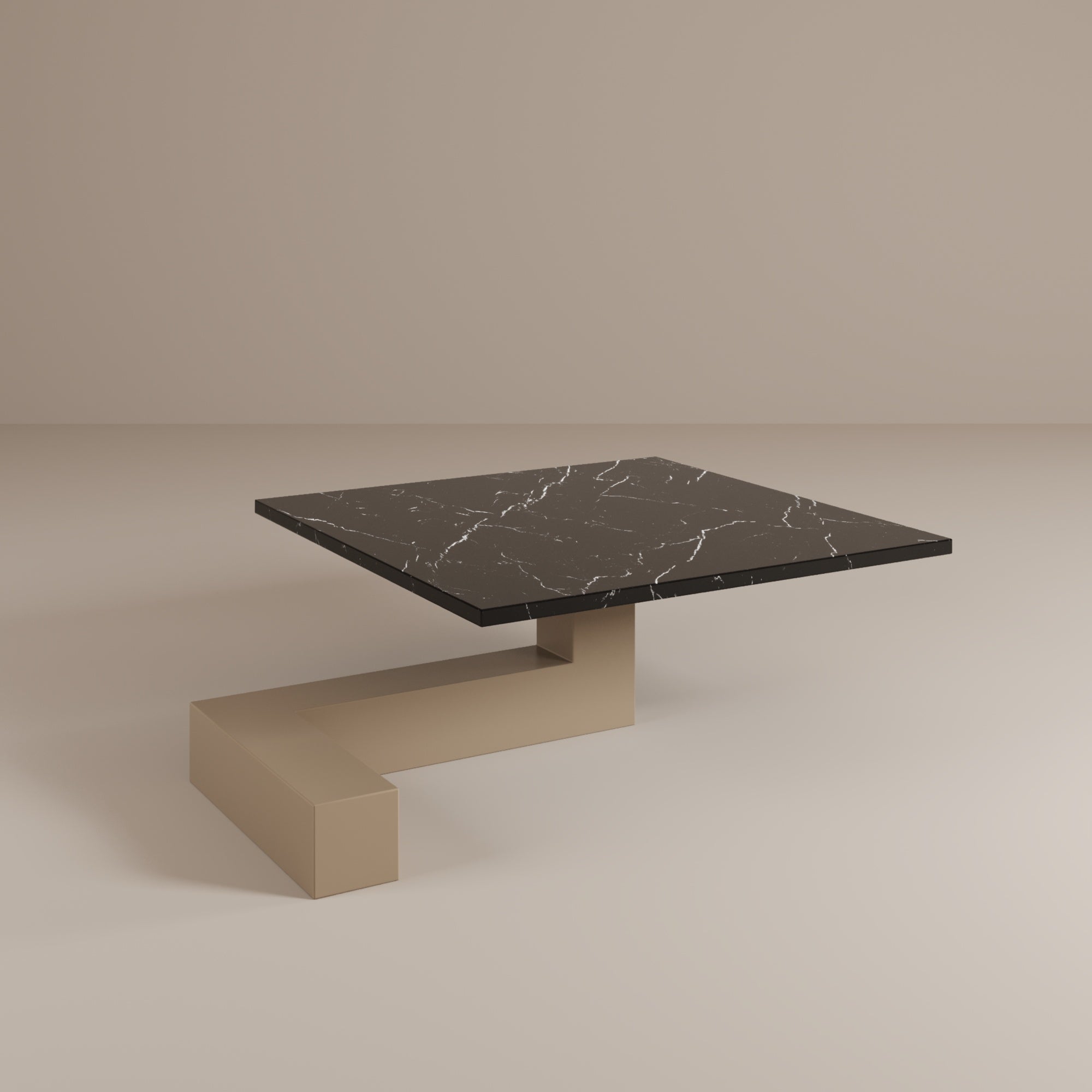 De Stijl L Marble Low Coffee Table - Beige leg