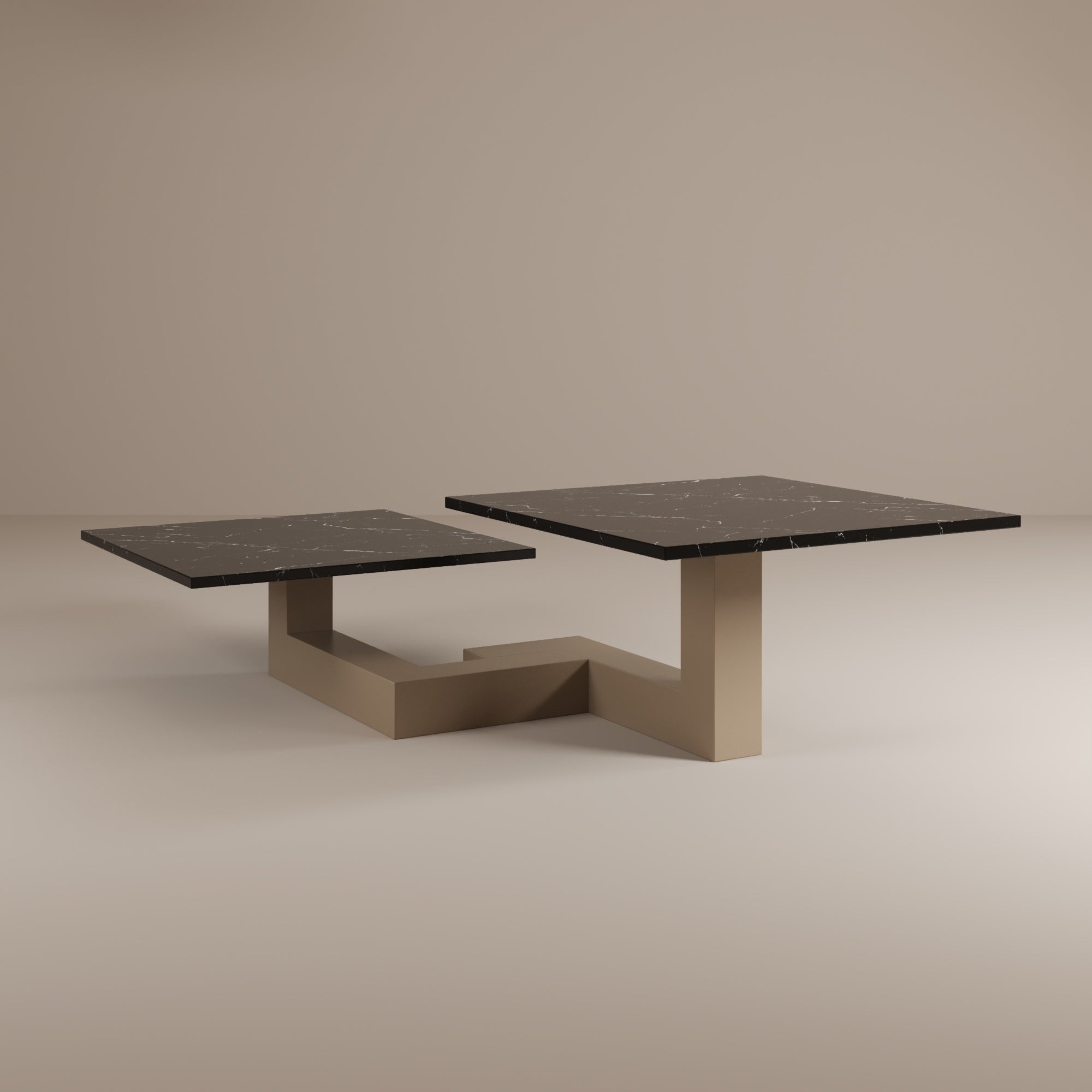 De Stijl L Marble Low Coffee Table - Beige leg