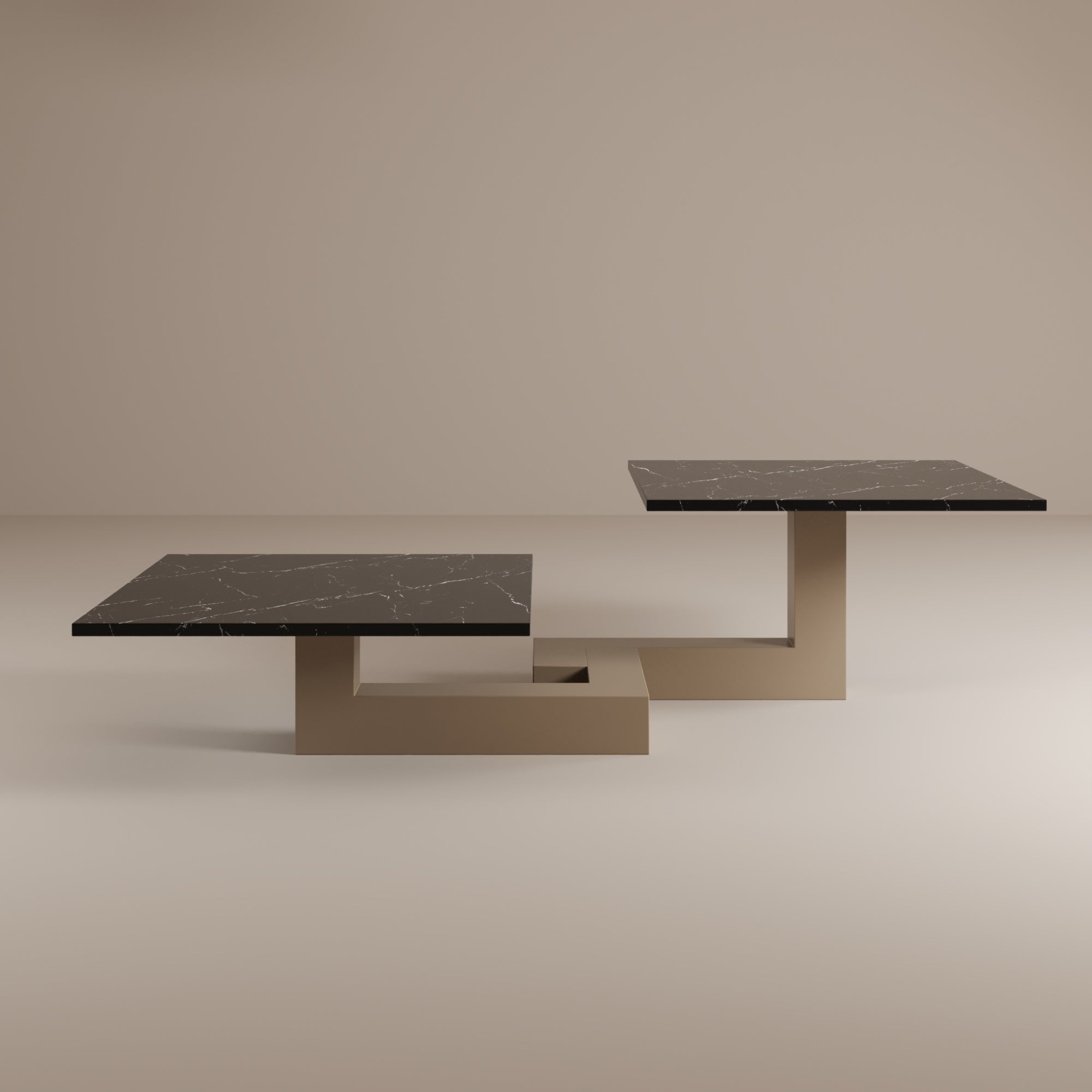 De Stijl L Marble Low Coffee Table - Beige leg