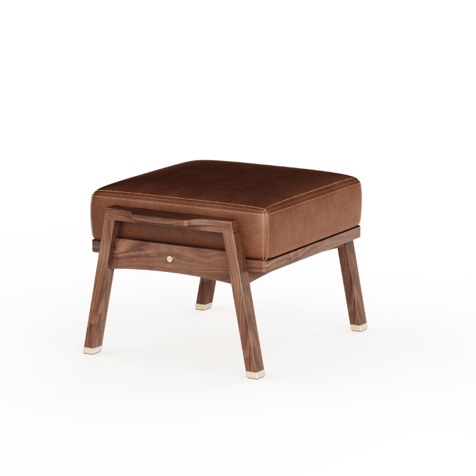 Wooden Foot Rest Pouf - Akita Series, Walnut