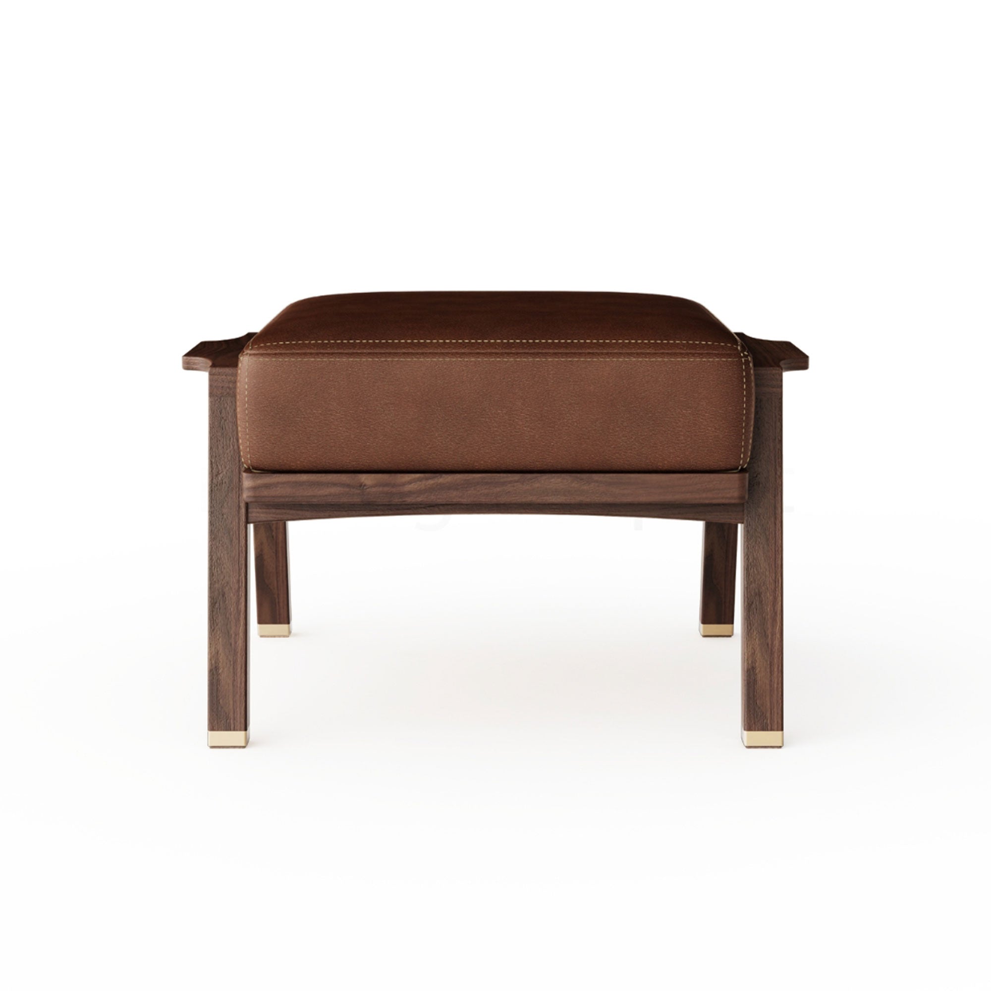 Wooden Foot Rest Pouf - Akita Series, Walnut