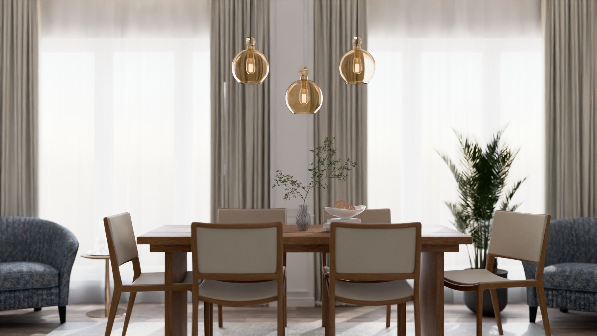 Globe Pirinç Detaylı Üçlü Set - Lineer