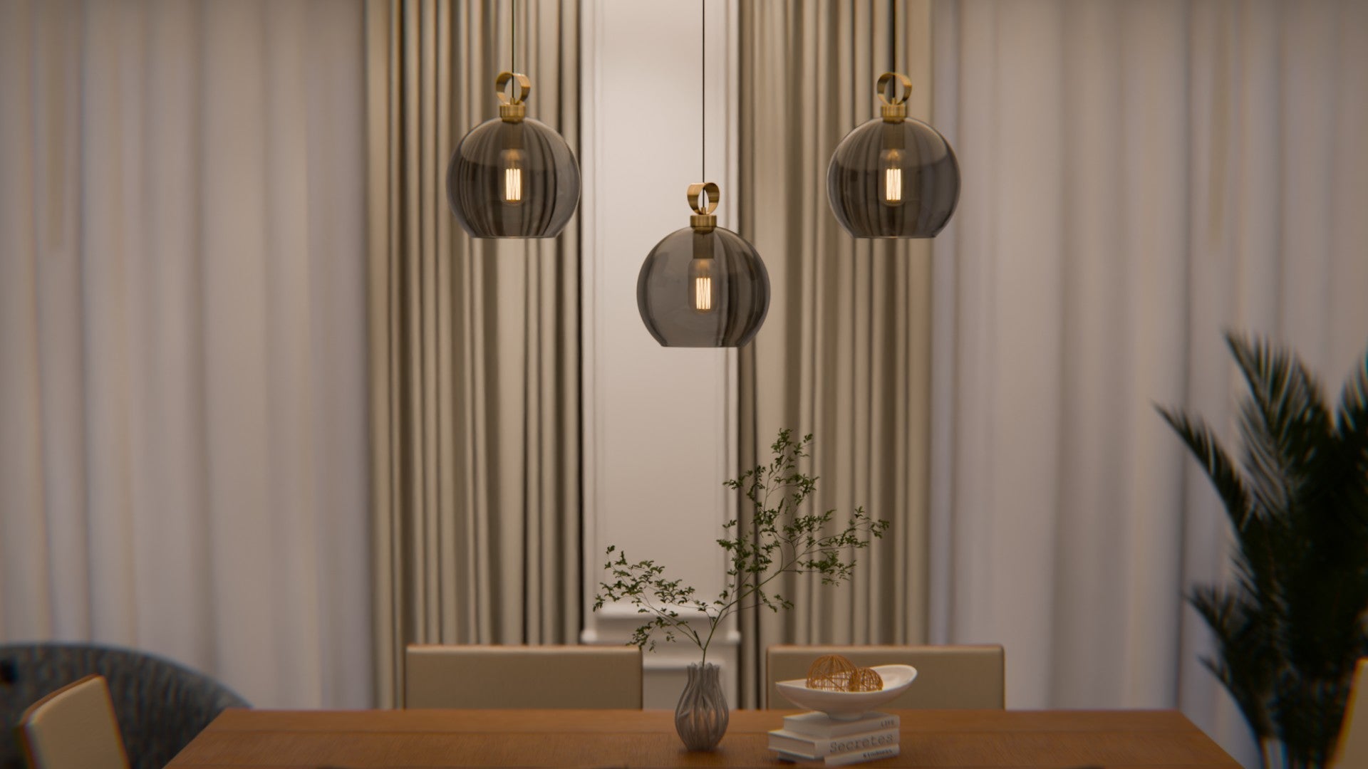 Globe Pirinç Detaylı Üçlü Set - Lineer