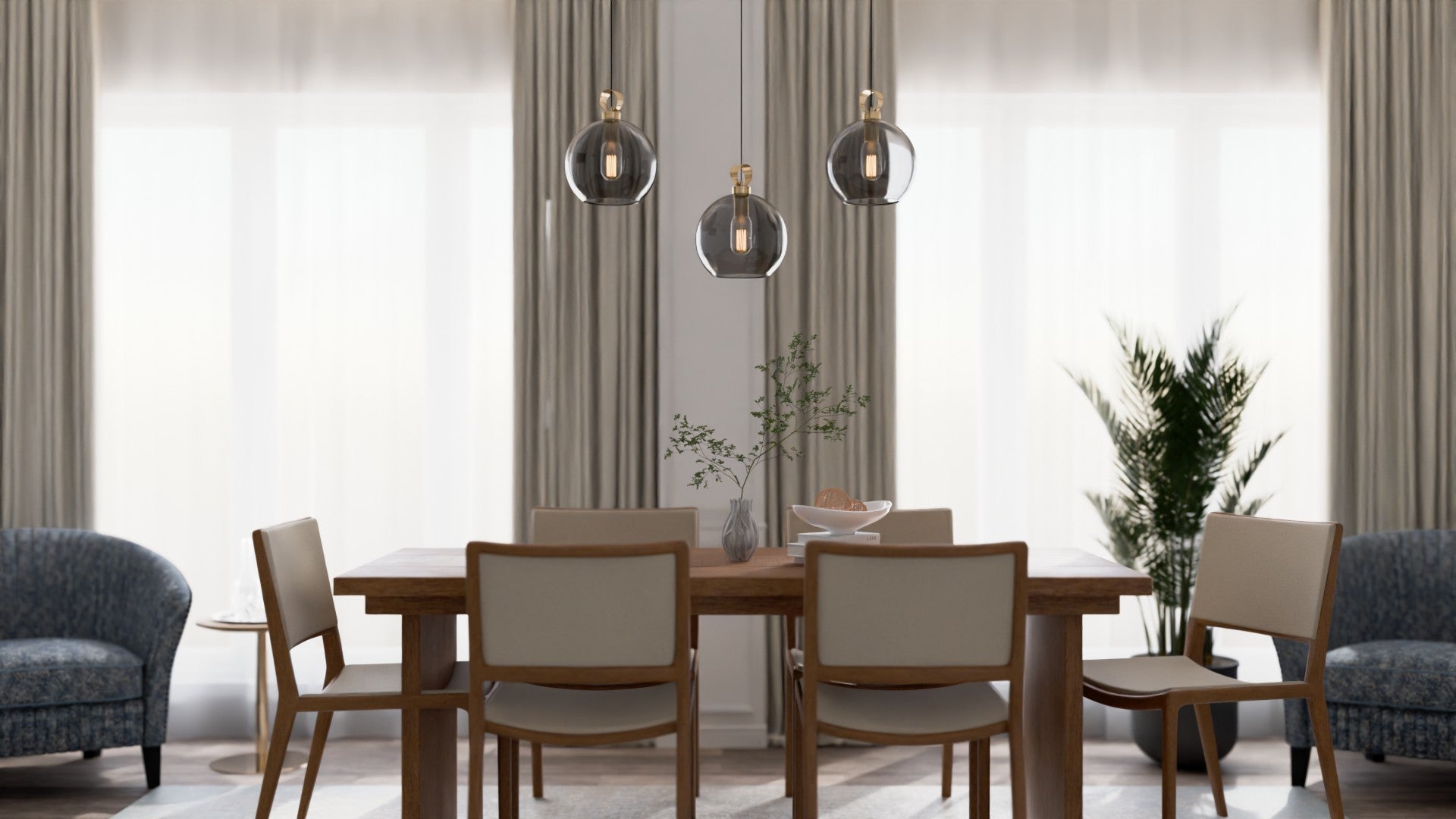 Globe Pirinç Detaylı Üçlü Set - Lineer