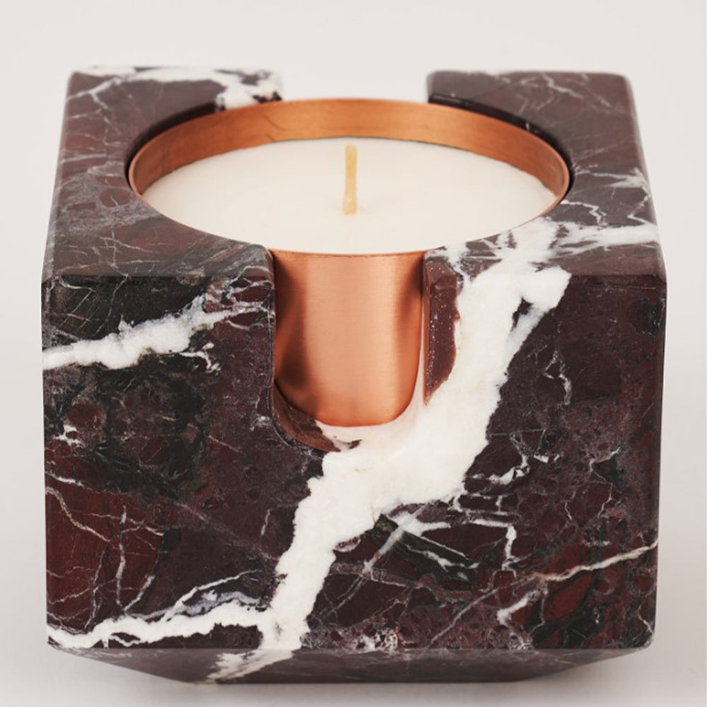 Glow Ela Claret Red Marble Candle Holder