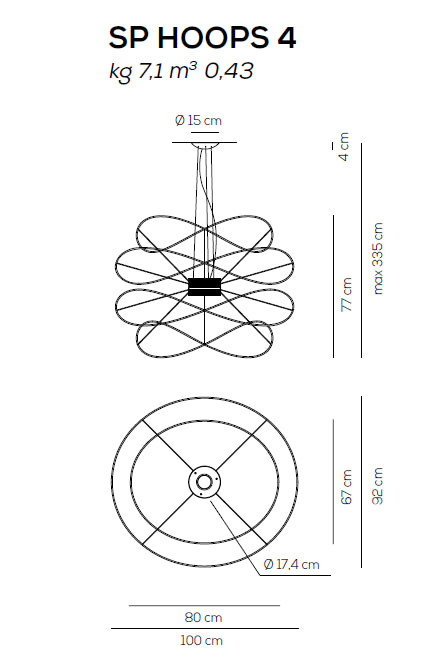 Hoops 4l Sarkit Si̇Yah Ø100x77cm 34w Led 3000k