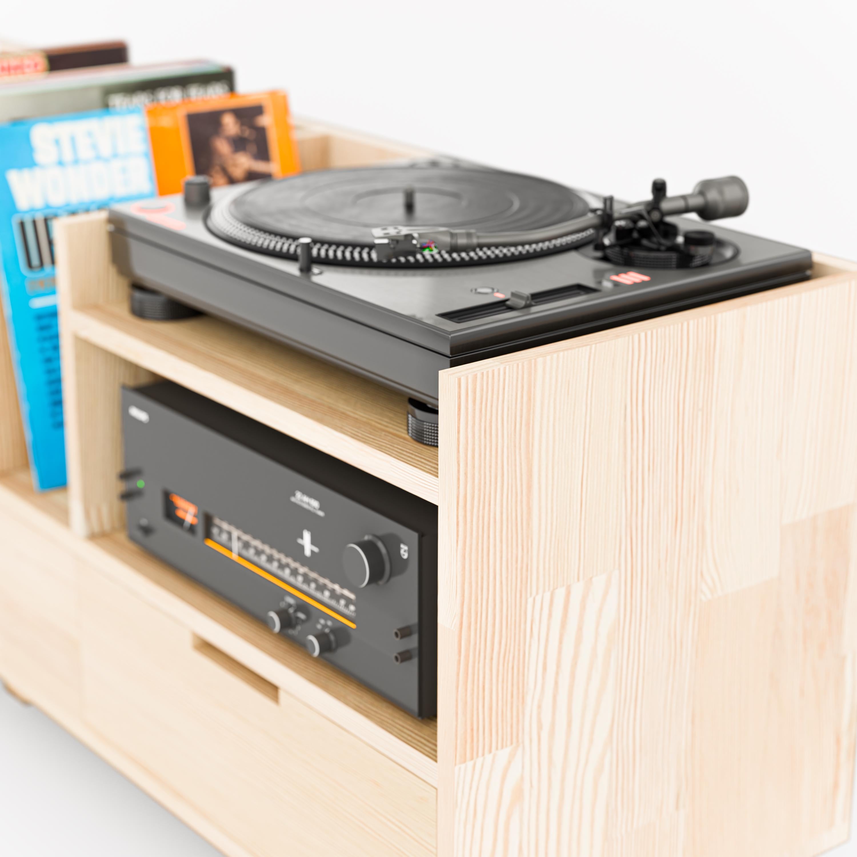 Solid Wood Turntable & Record Storage System