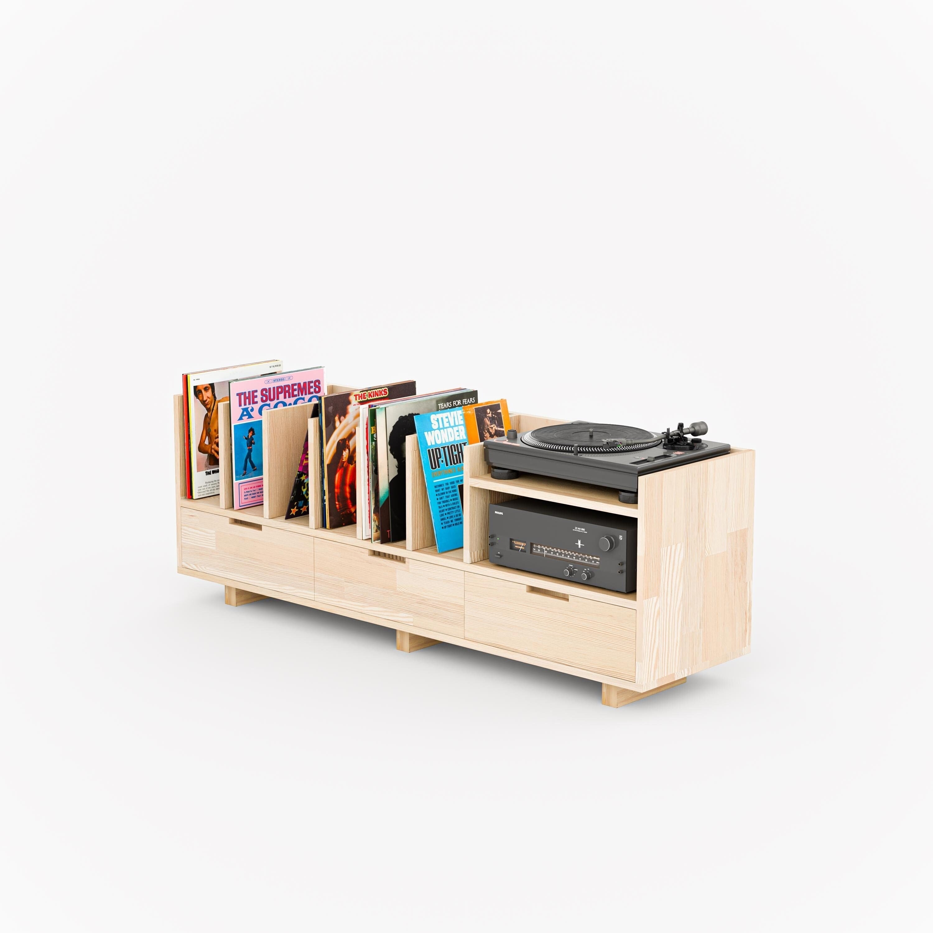 Solid Wood Turntable & Record Storage System
