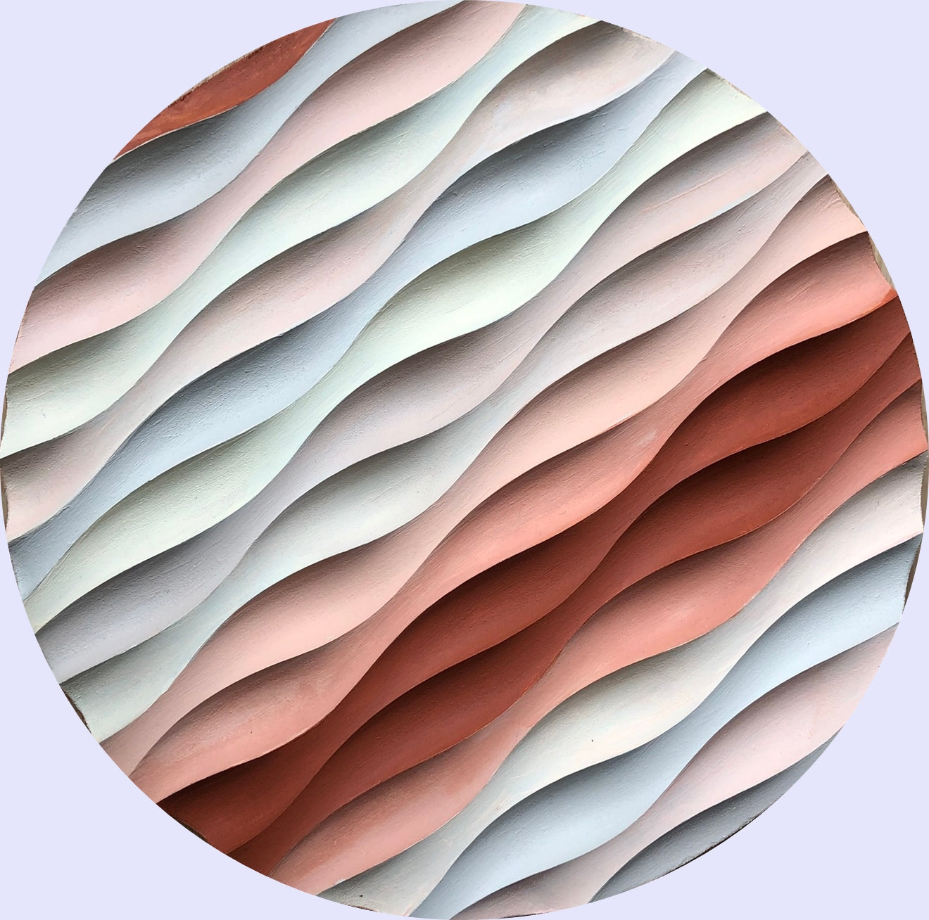 3D Ahşap El Boyaması Yuvarlak Tablo-Naturel