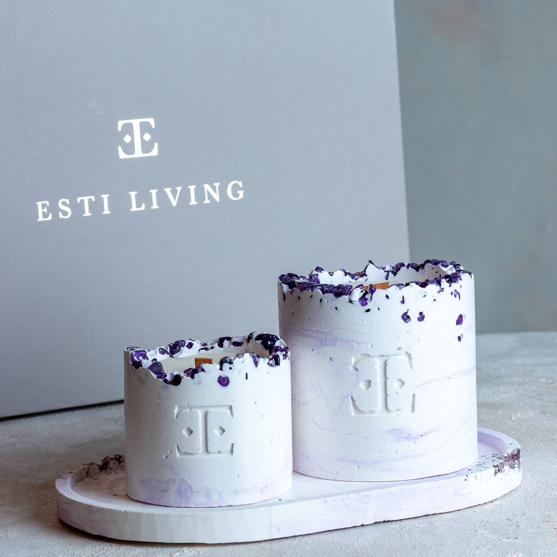 Lavender Taşlı - Mum Seti