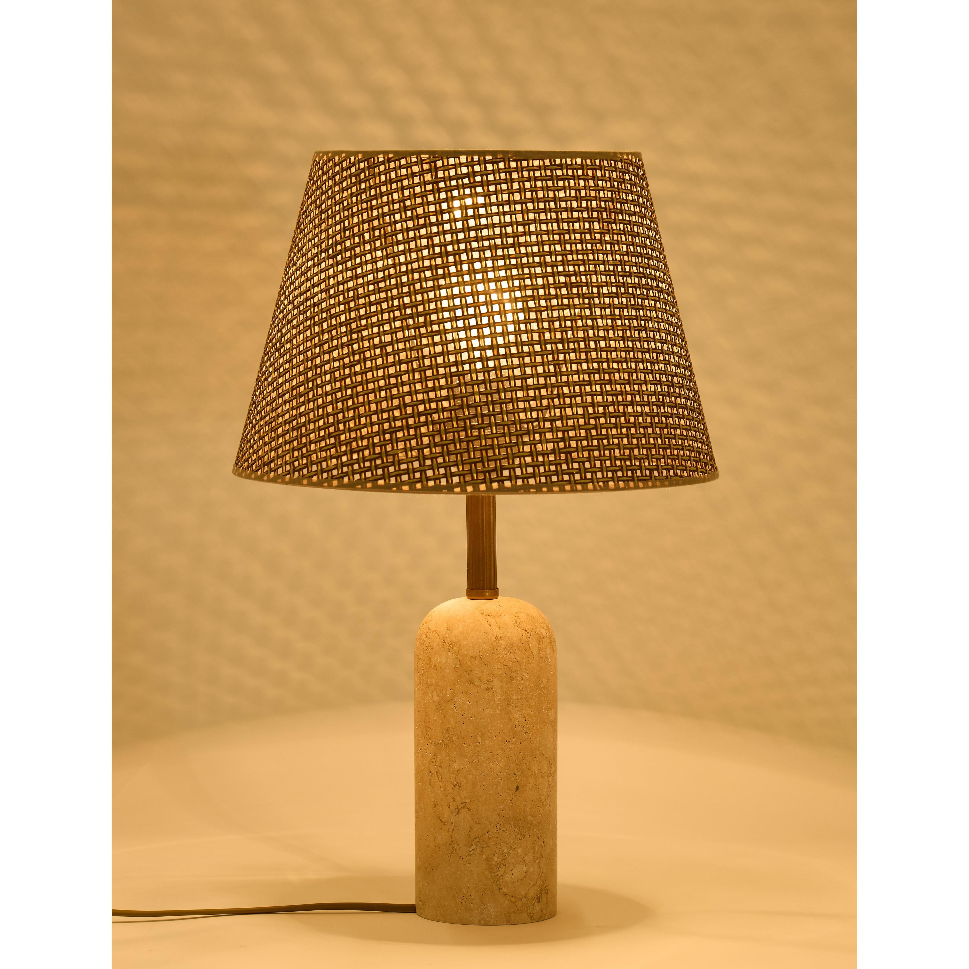 Luum Hasır Şapkalı Traverten Abajur