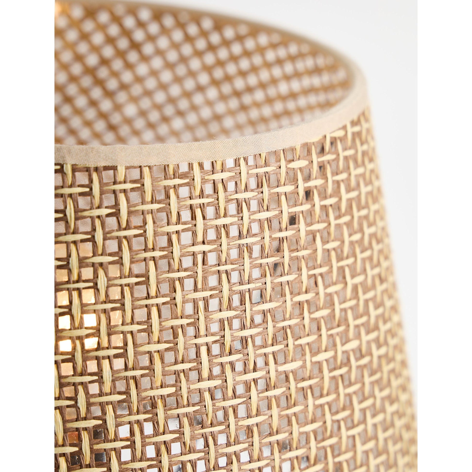 Luum Hasır Şapkalı Traverten Abajur