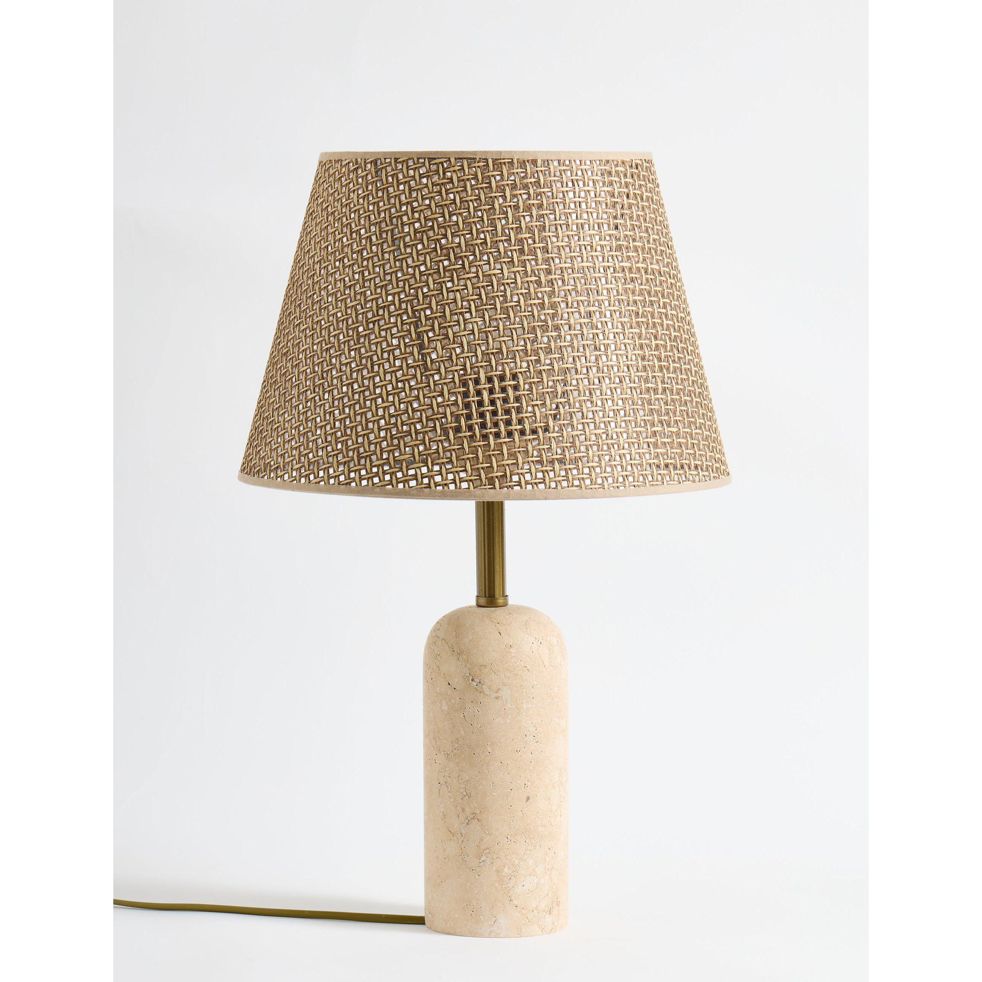 Luum Hasır Şapkalı Traverten Abajur