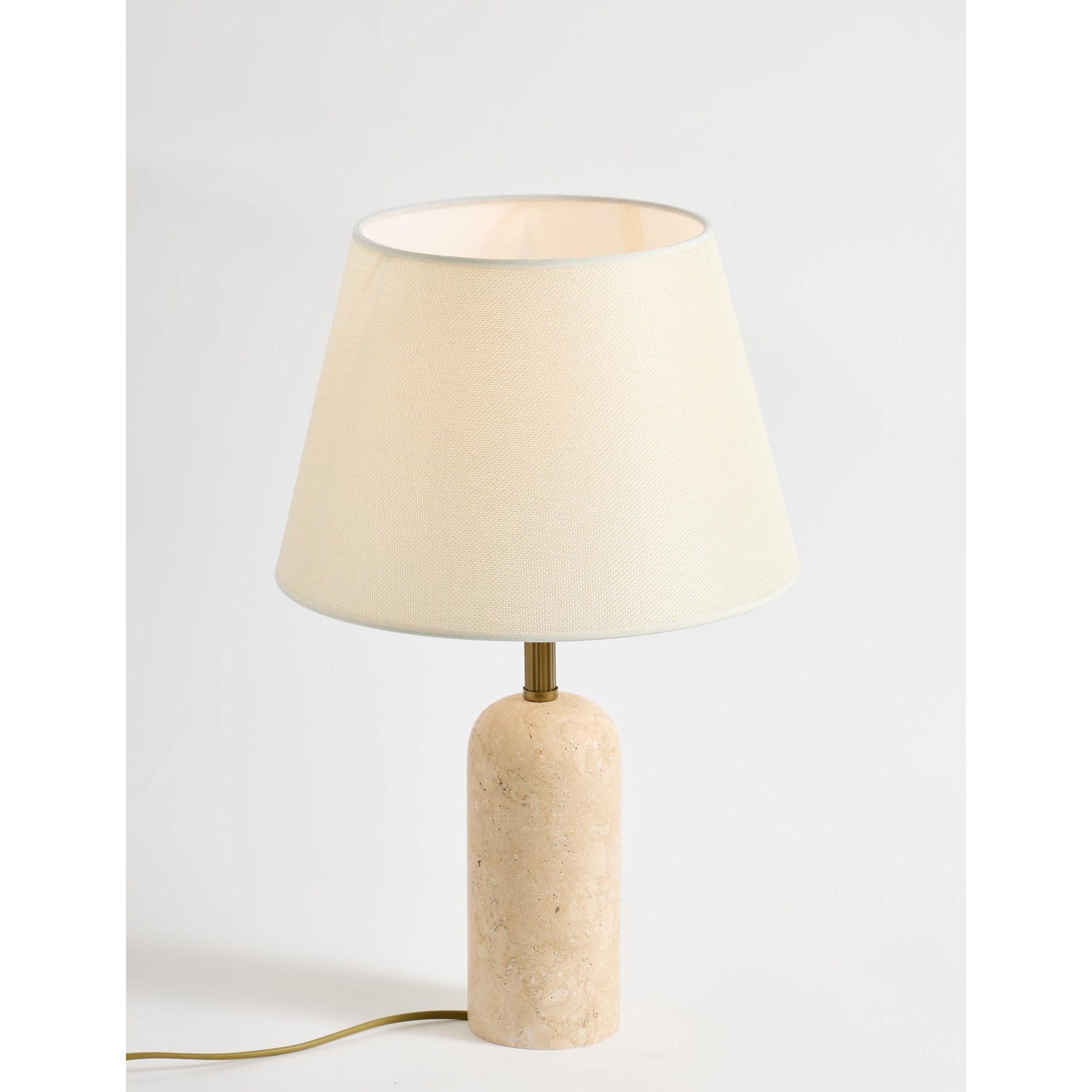 Luum Kumaş Şapkalı Traverten Abajur